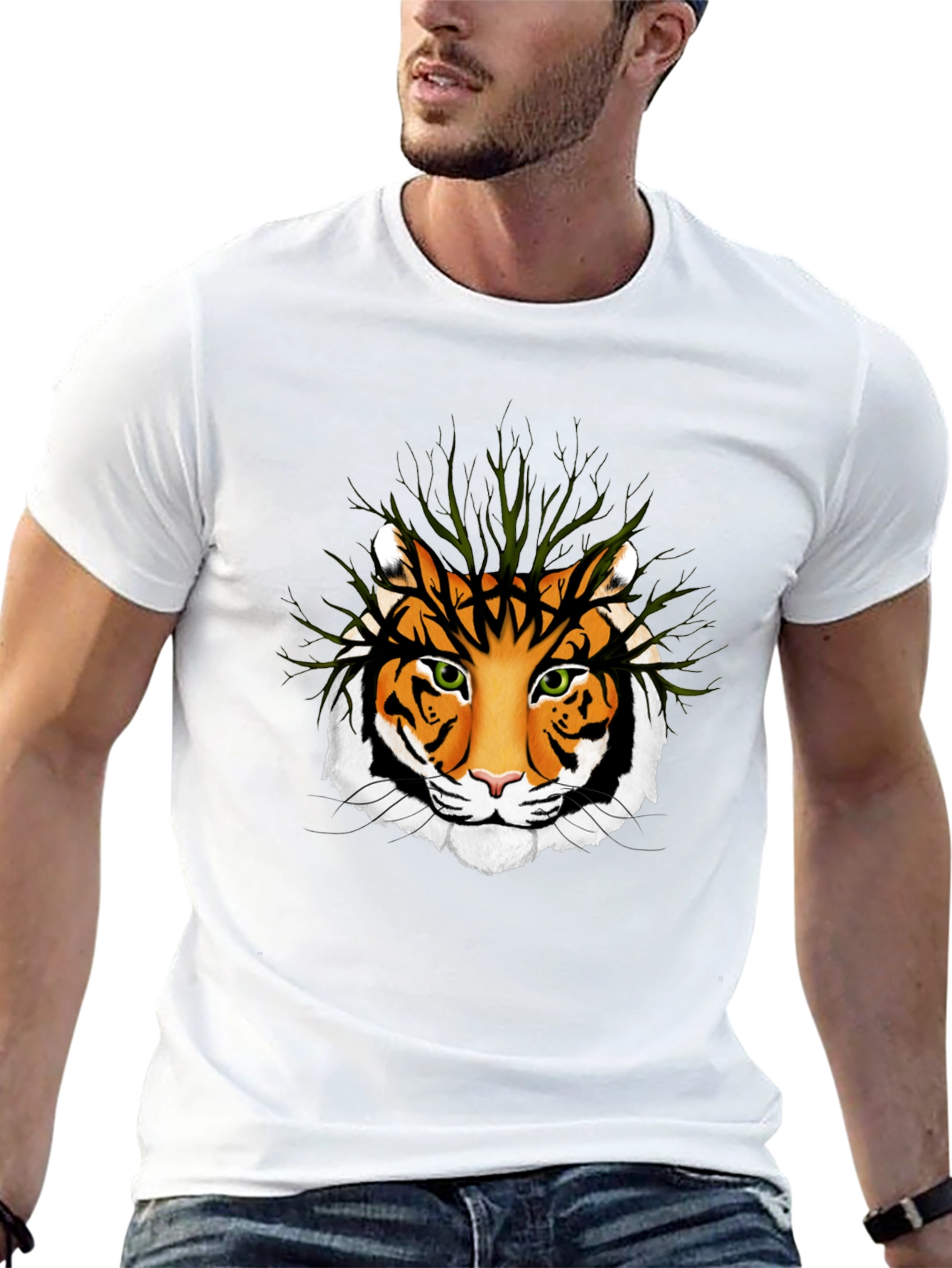 Tiger Face Graphic T-Shirt - Black
