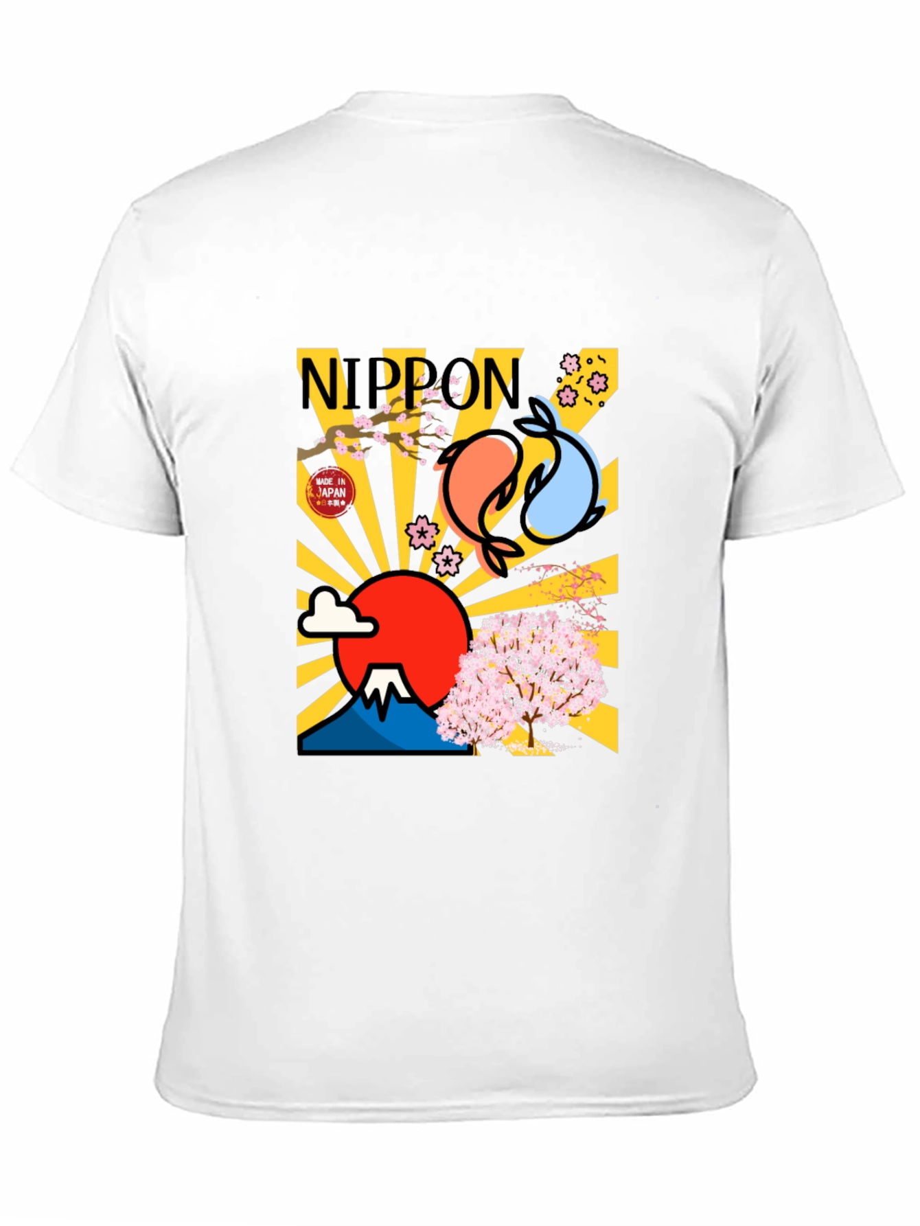 Nippon Japan Mount Fuji Koi Fish Graphic T-Shirt
