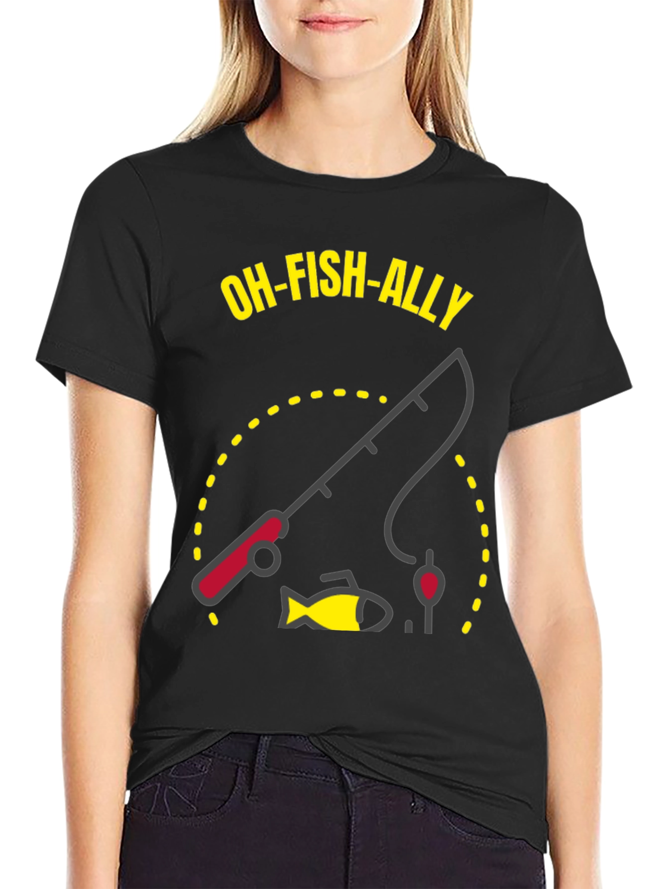 Oh-Fish-Ally T-Shirt: Fishing Rod & Fish Graphic Tee
