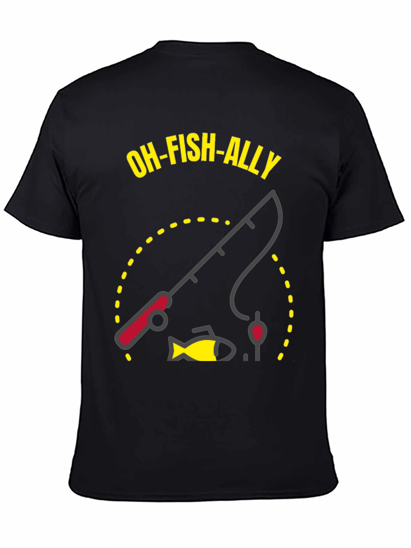 Oh-Fish-Ally T-Shirt: Fishing Rod & Fish Graphic Tee
