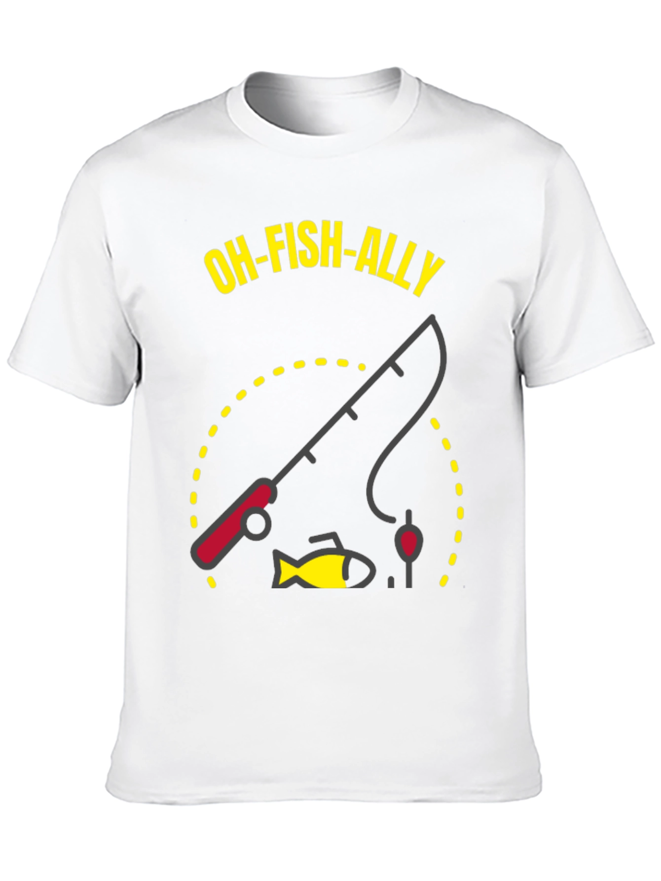 Oh-Fish-Ally T-Shirt: Fishing Rod & Fish Graphic Tee
