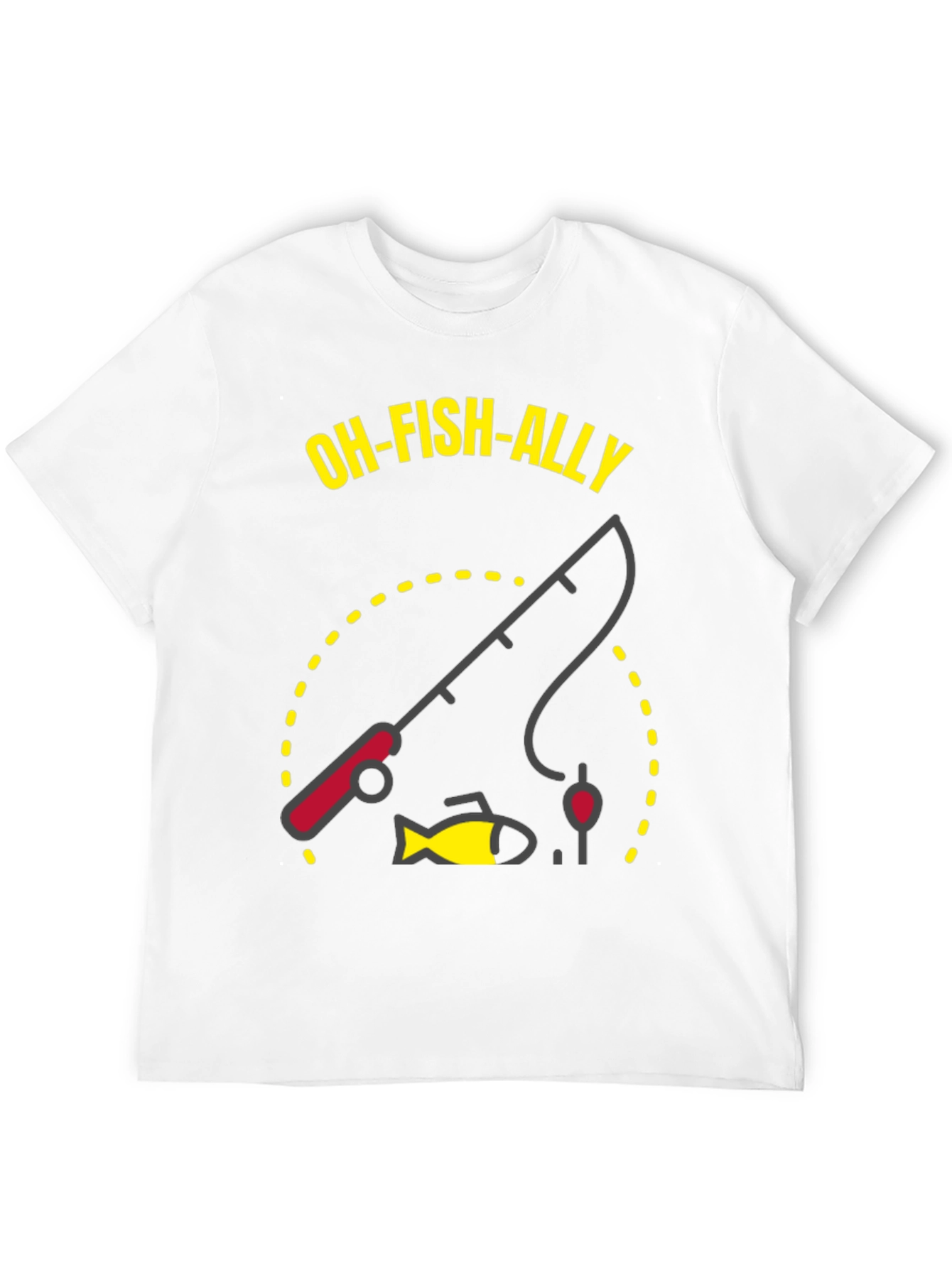 Oh-Fish-Ally T-Shirt: Fishing Rod & Fish Graphic Tee