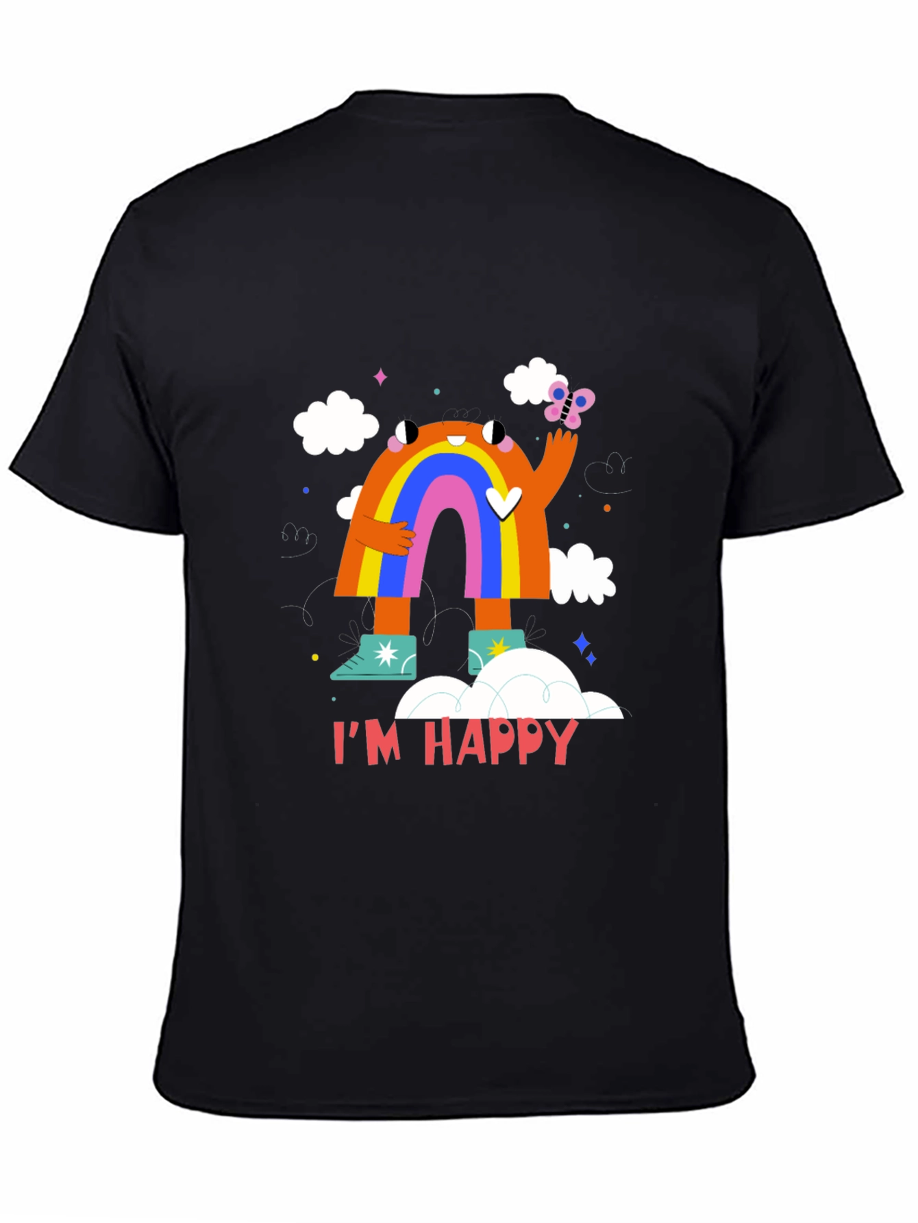 Im Happy Rainbow Monster Graphic Tee - Black