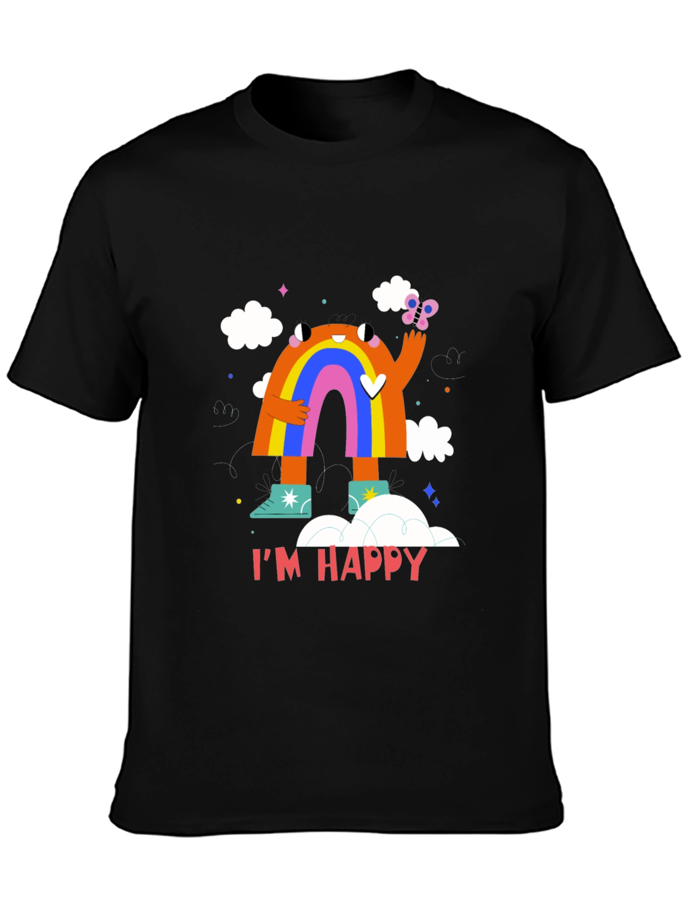 Im Happy Rainbow Monster Graphic Tee - Black