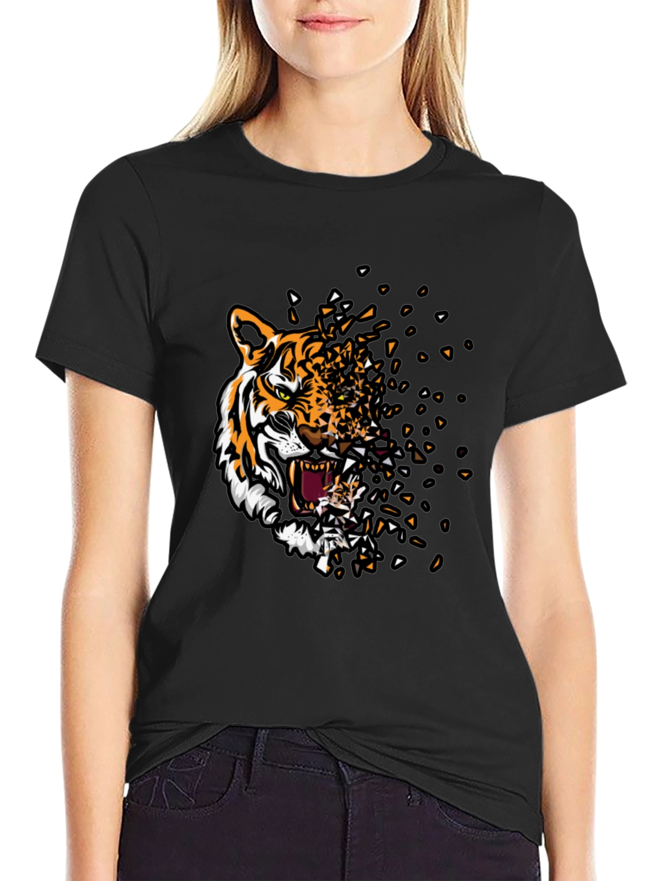 Tiger Graphic Print Mens Black T-Shirt