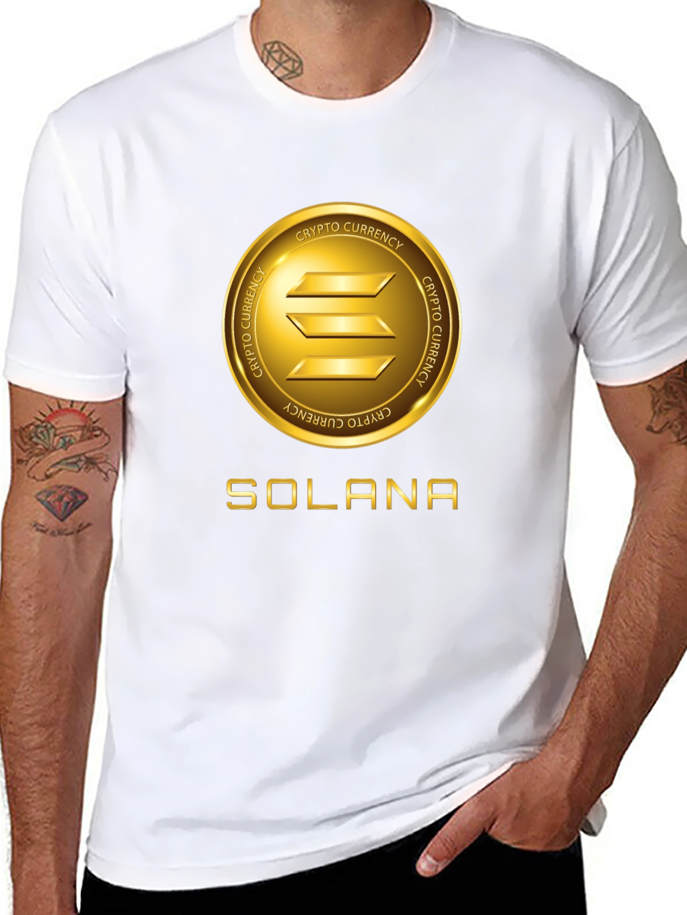 Solana Crypto Black T-Shirt - Gold Emblem Tee