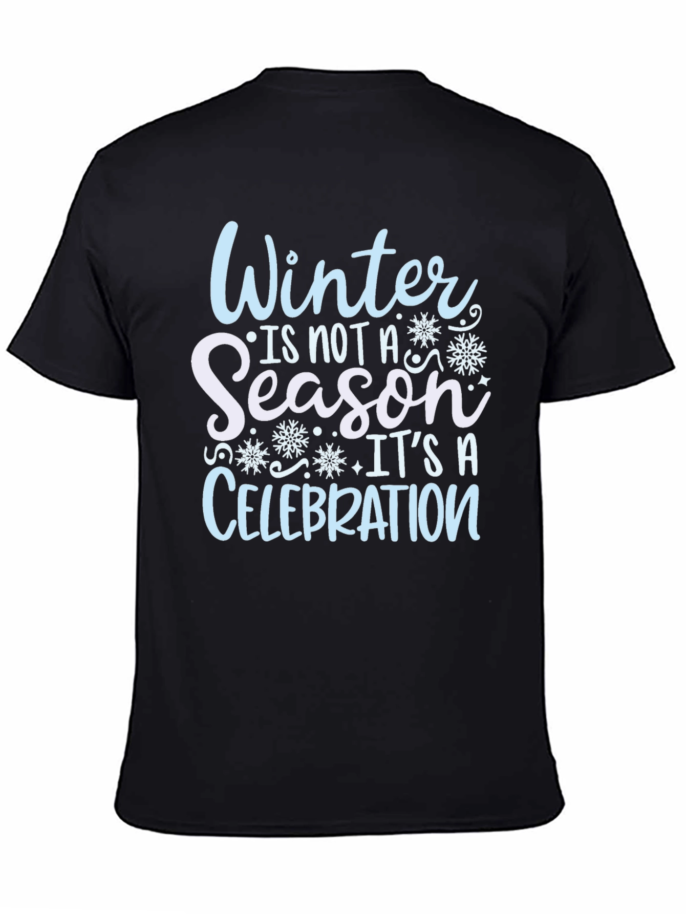 Winter Celebration Black Cotton T-Shirt