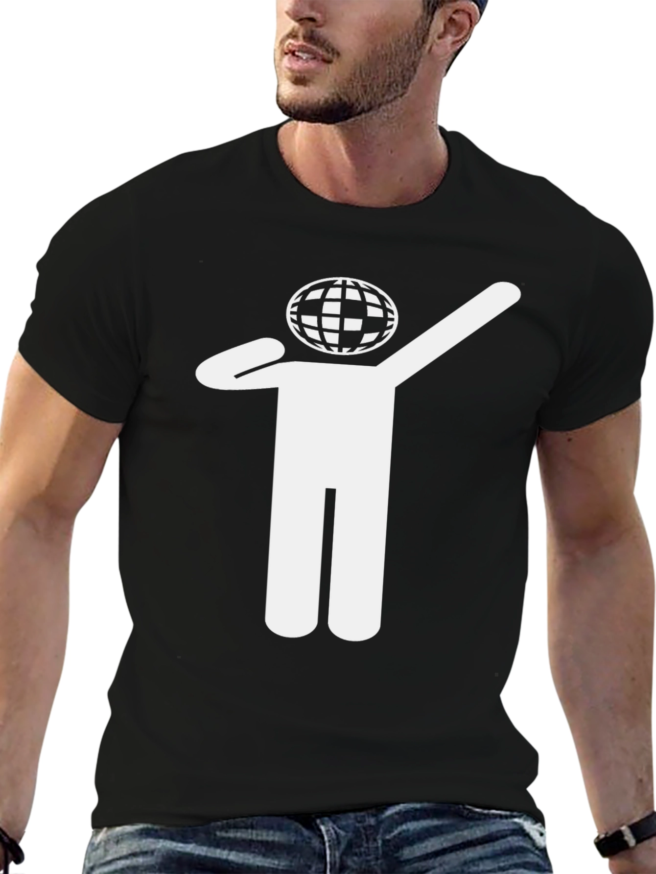 Dabbing Globe Graphic T-Shirt - Black