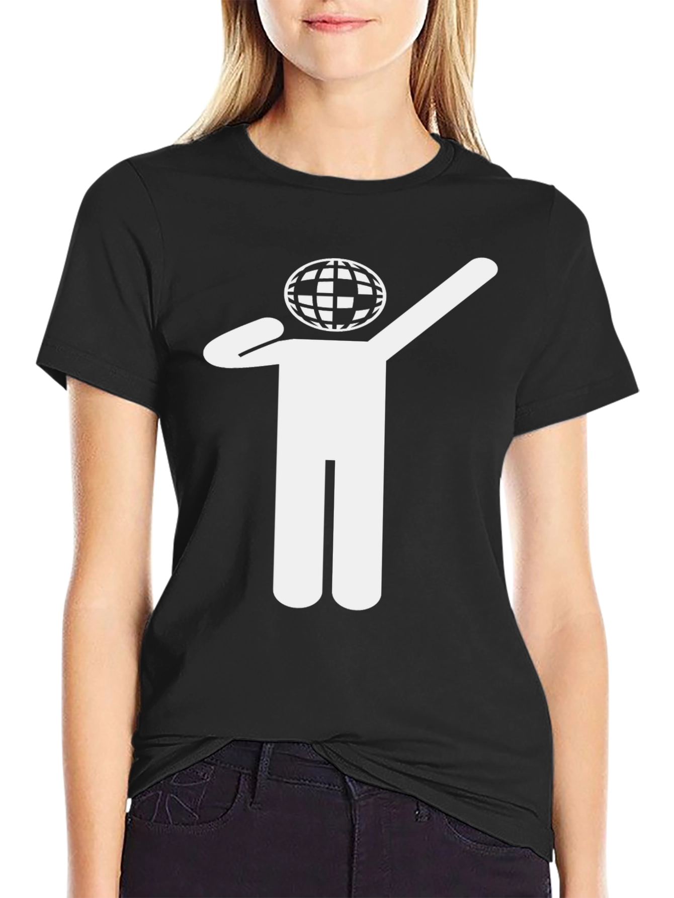 Dabbing Globe Graphic T-Shirt - Black