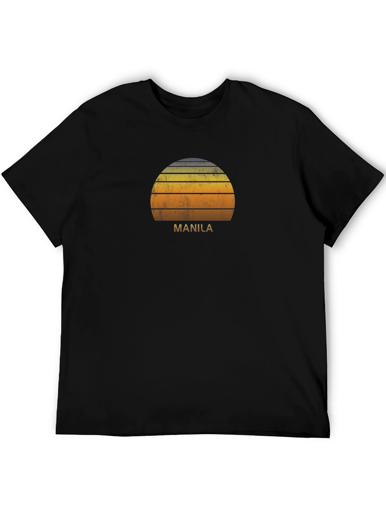 Manila Sunset Graphic Tee - Retro Style Black T-Shirt