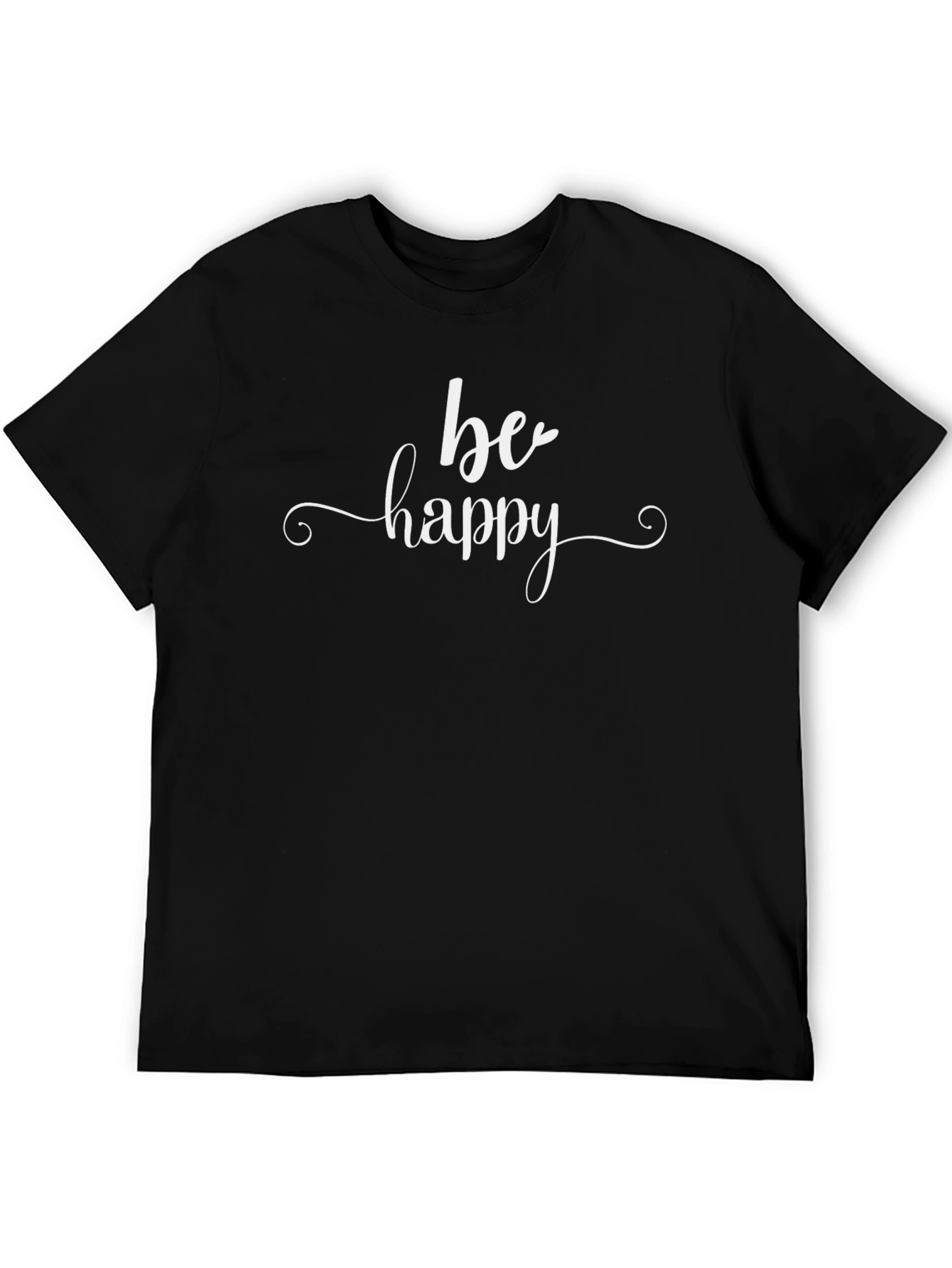 Be Happy Graphic Tee - Black Cotton Comfort