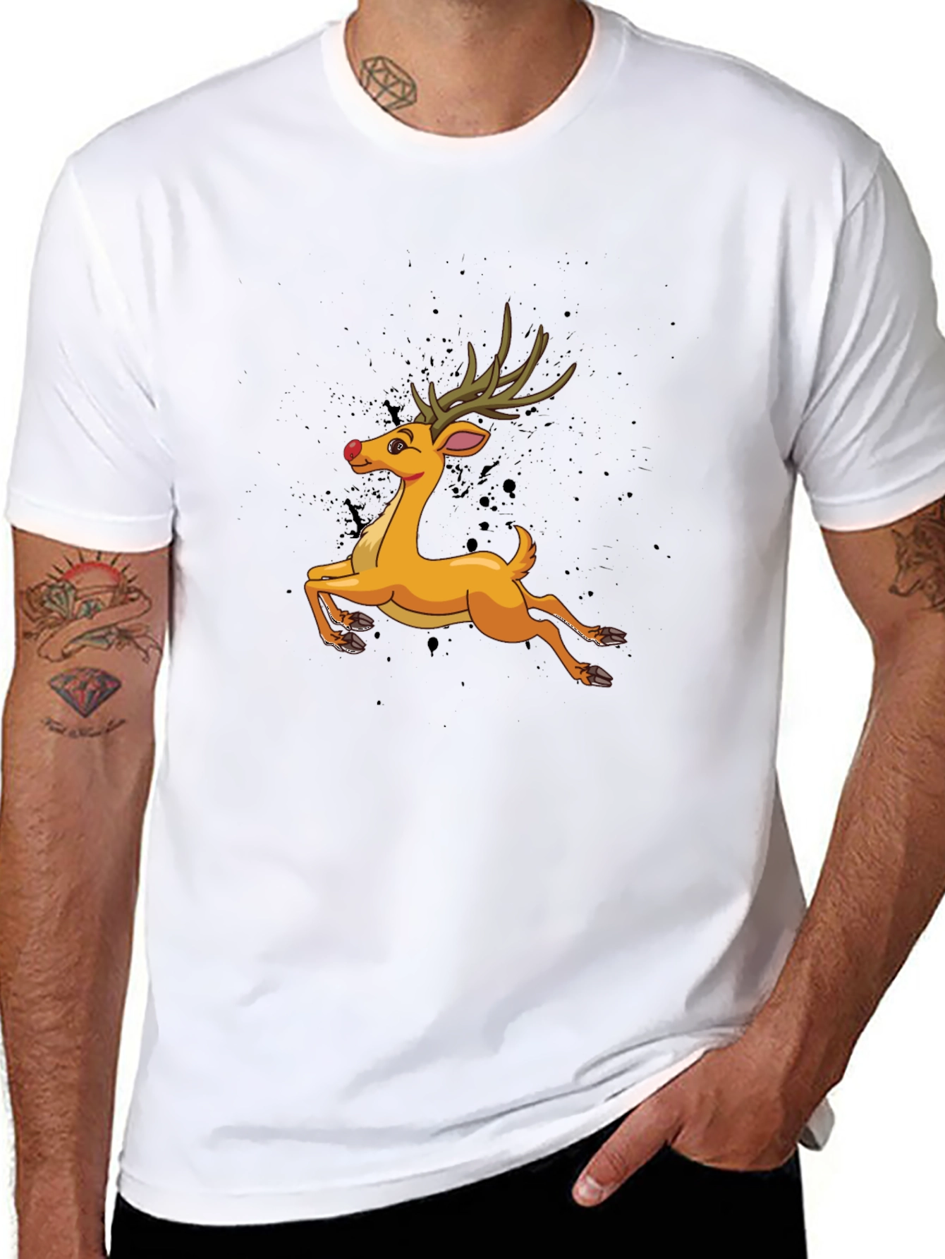 Reindeer Graphic T-Shirt - Festive Holiday Style