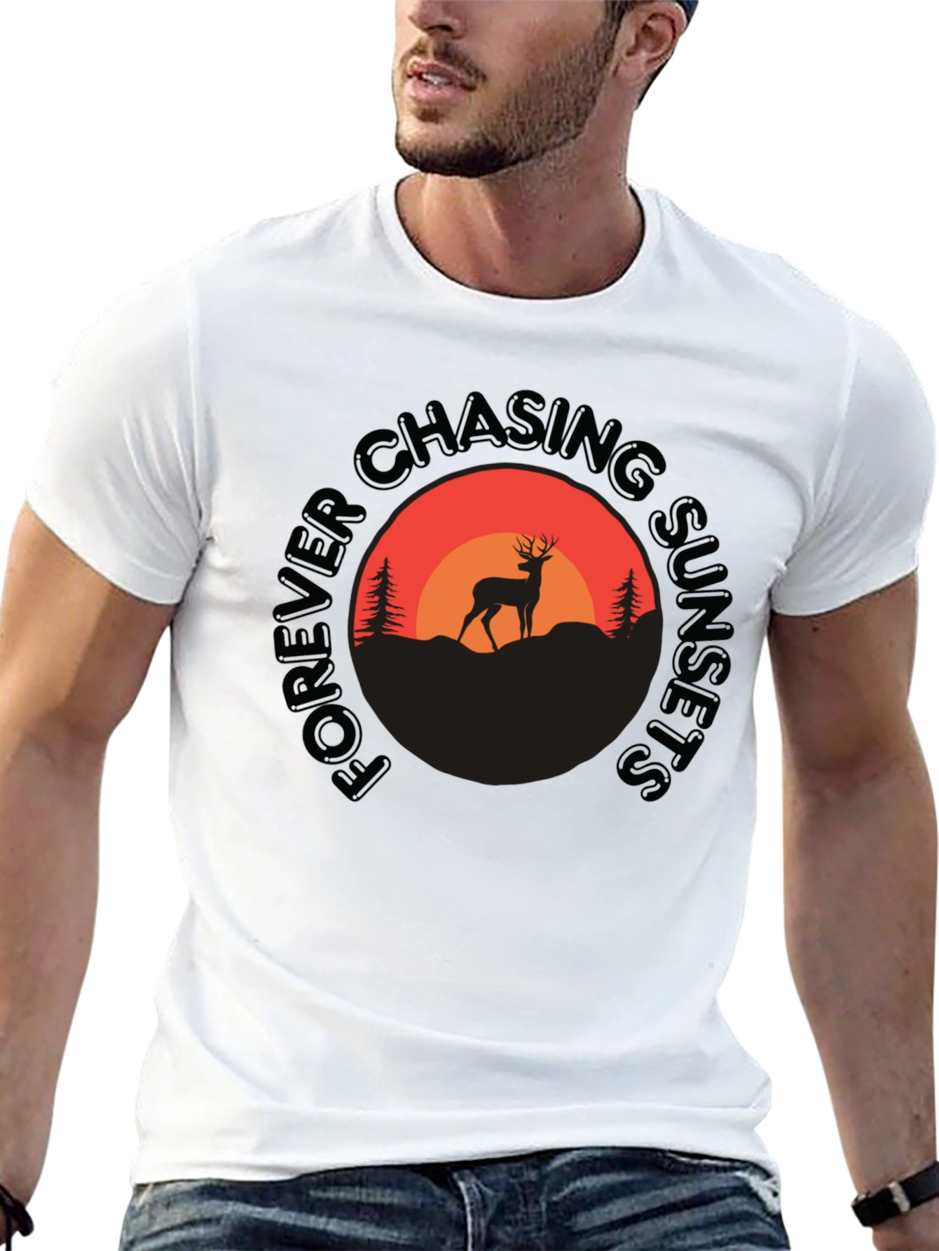 Forever Chasing Sunsets Deer Graphic Tee