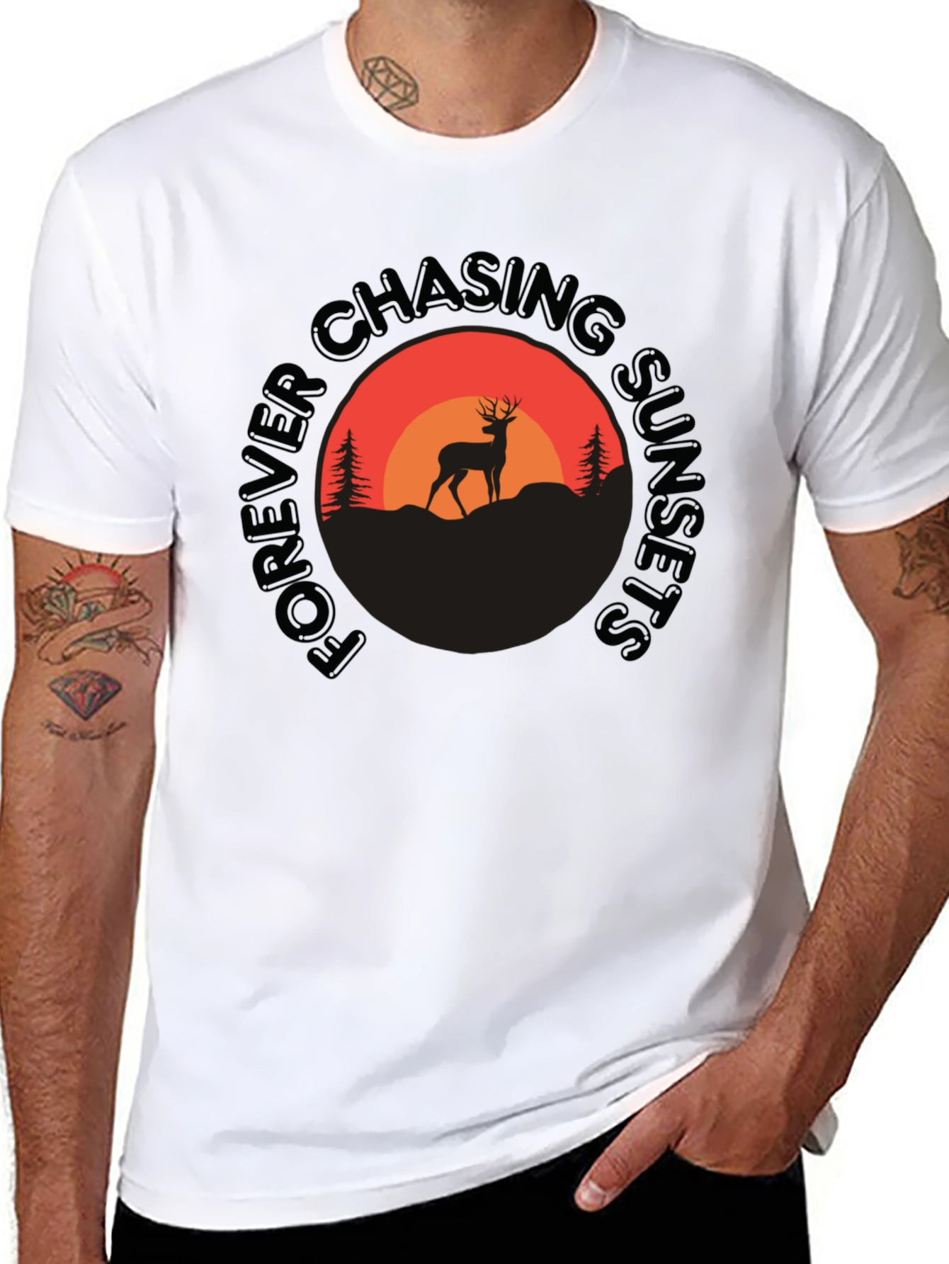 Forever Chasing Sunsets Deer Graphic Tee