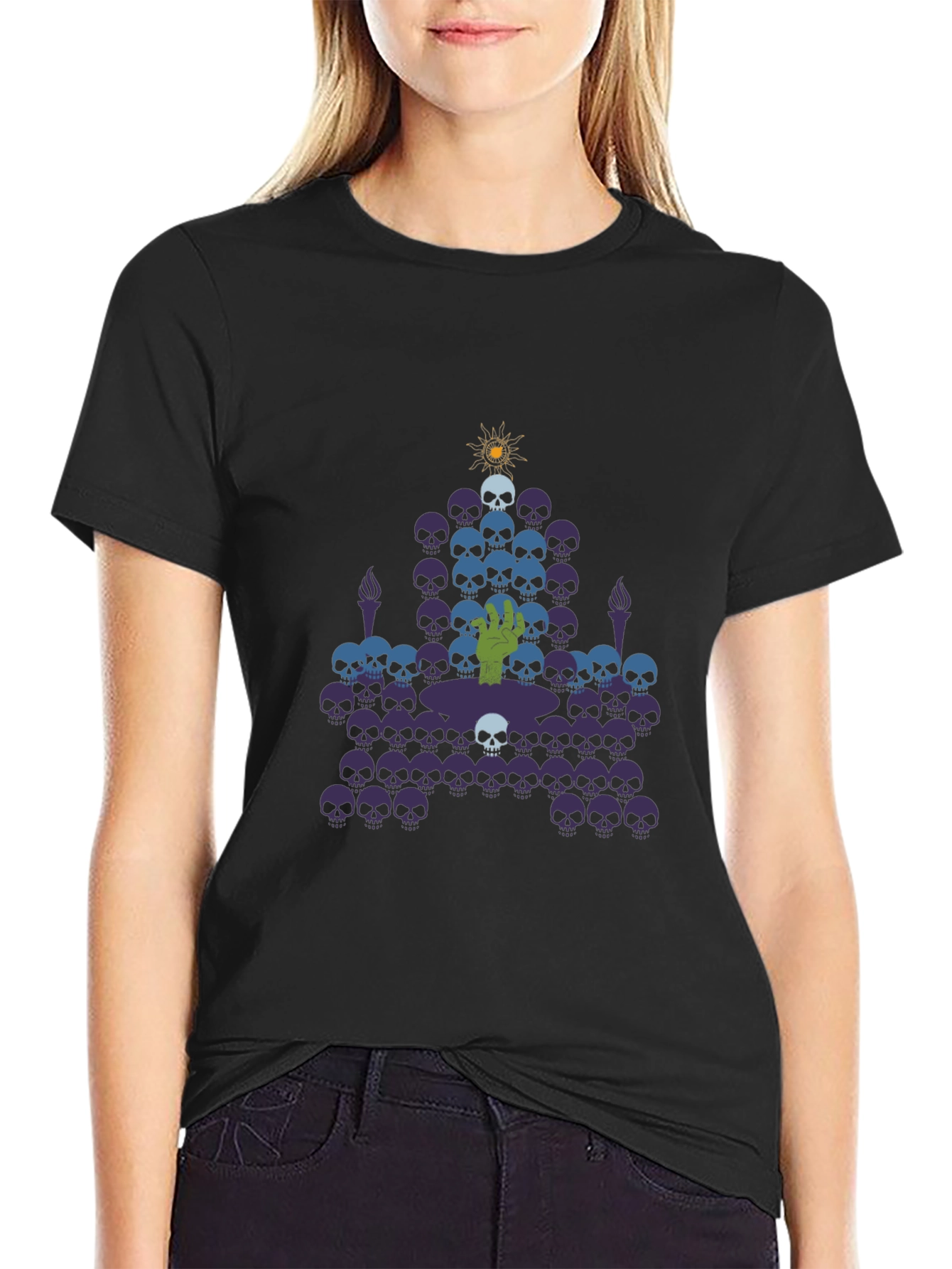 Skull Throne Graphic Tee - Black Cotton T-Shirt