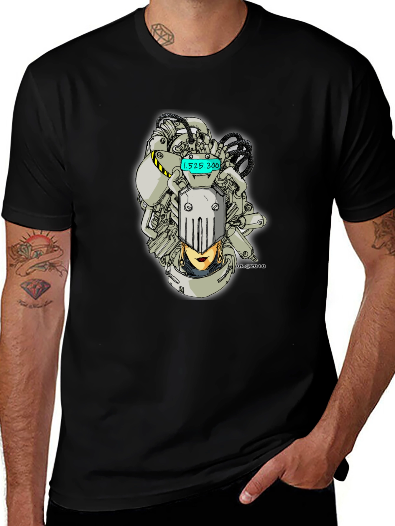 Cyberpunk Robot Woman Black T-Shirt