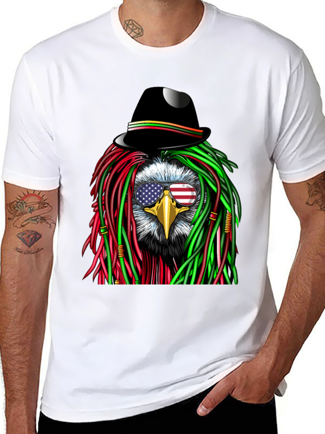 Eagle Rasta T-Shirt with American Flag Glasses