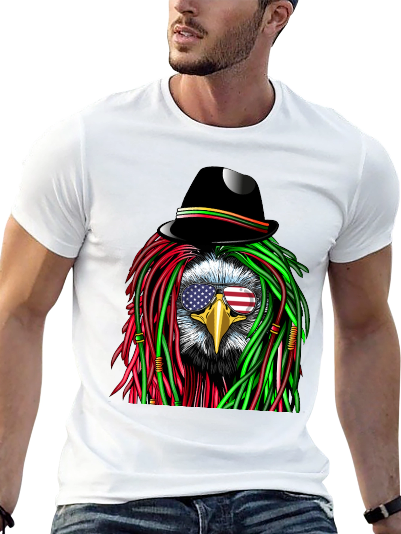 Eagle Rasta T-Shirt with American Flag Glasses
