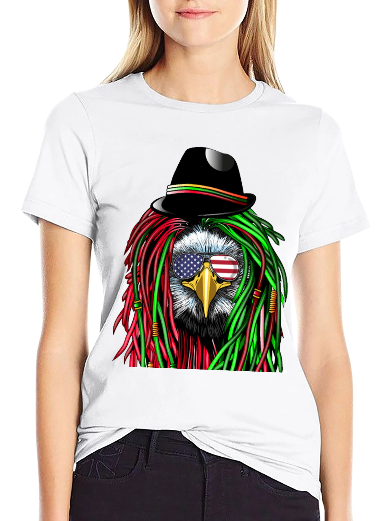 Eagle Rasta T-Shirt with American Flag Glasses