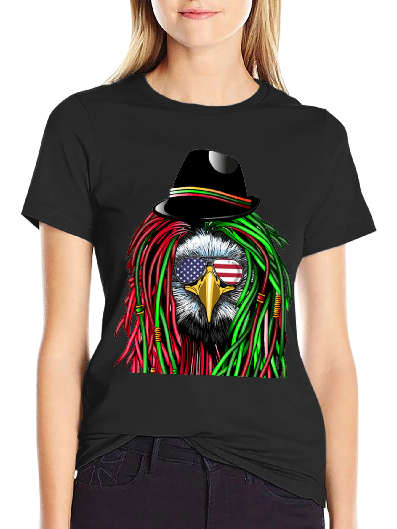 Eagle Rasta T-Shirt with American Flag Glasses