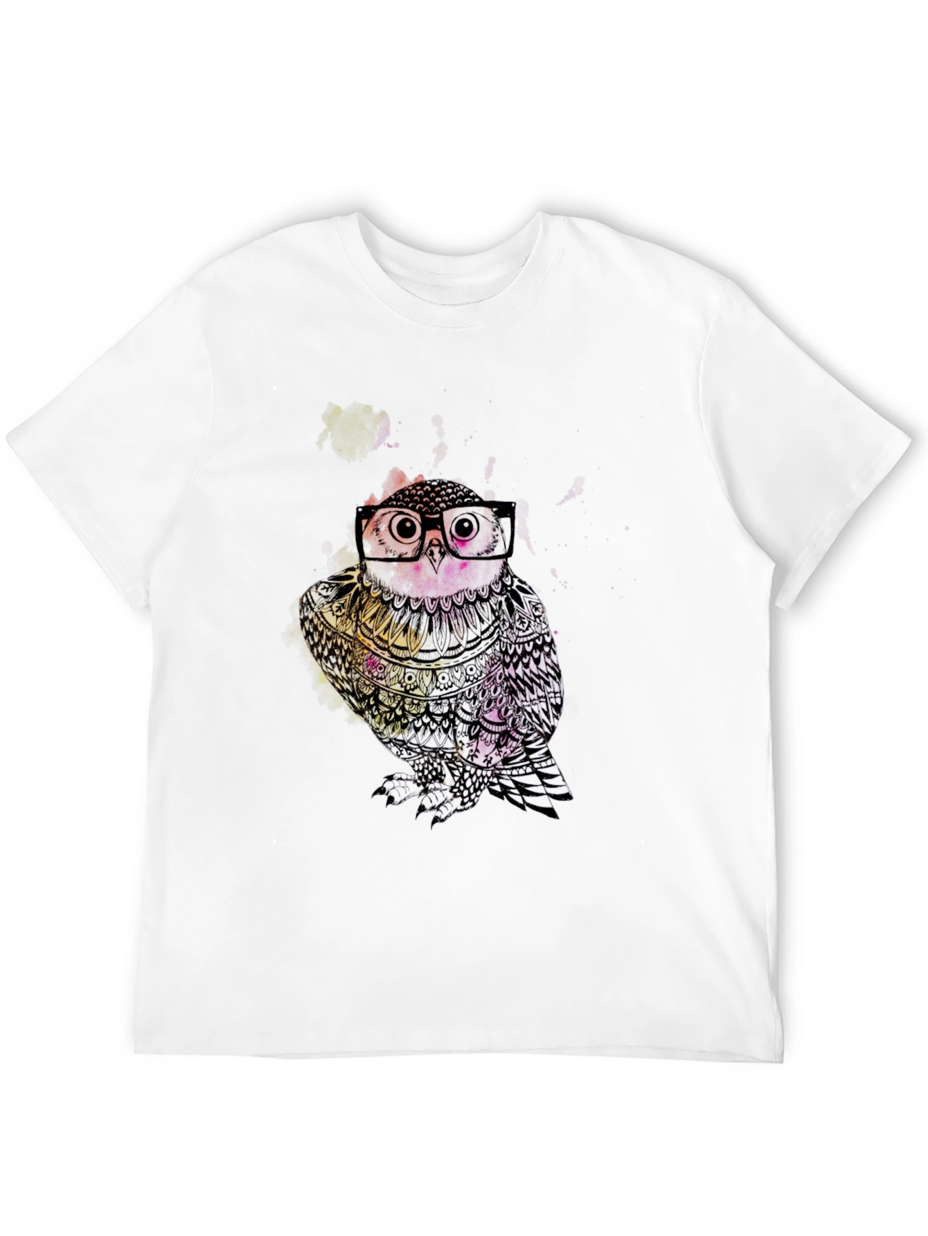 Stylish Owl Graphic Print Black T-Shirt