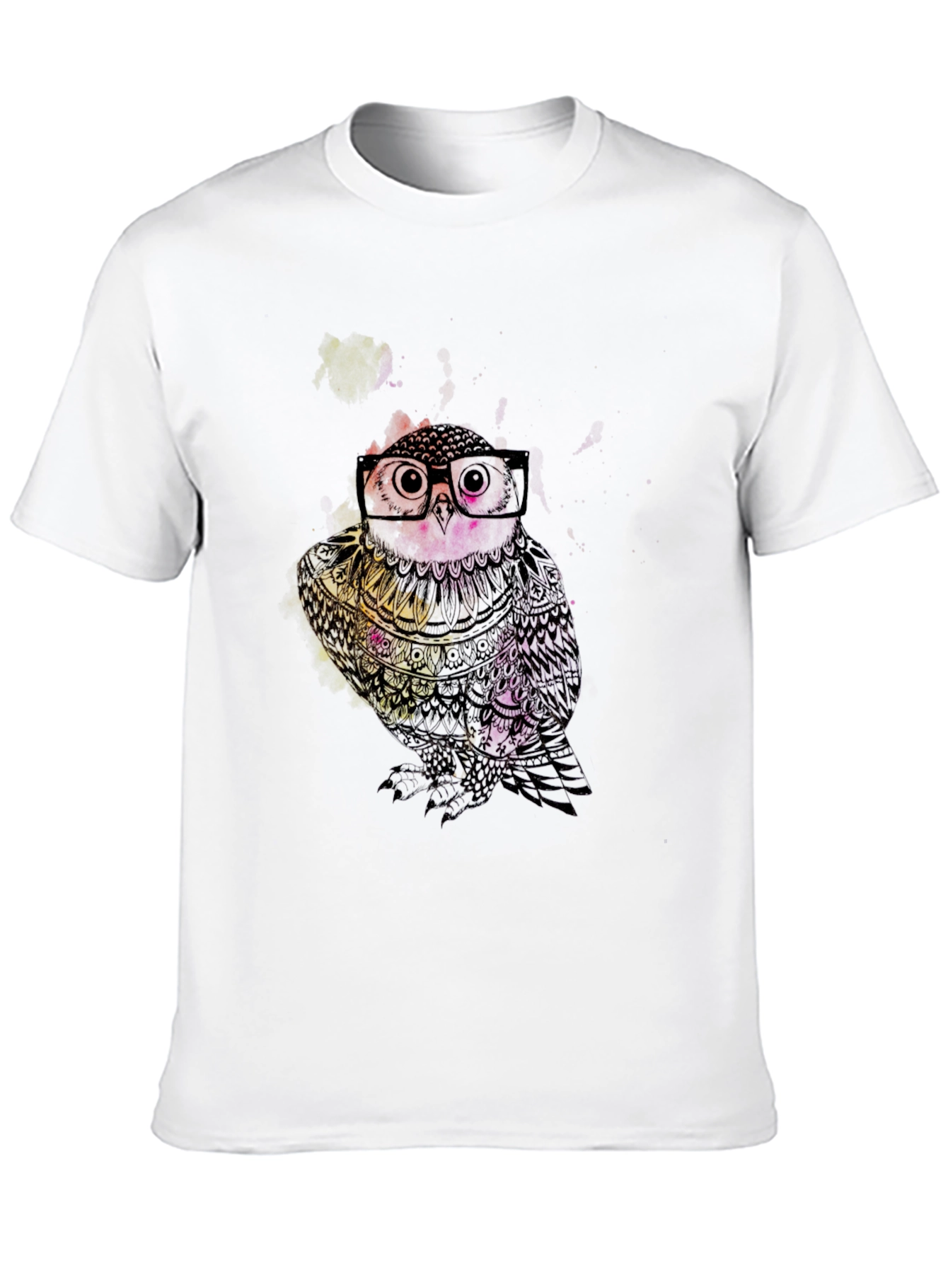 Stylish Owl Graphic Print Black T-Shirt