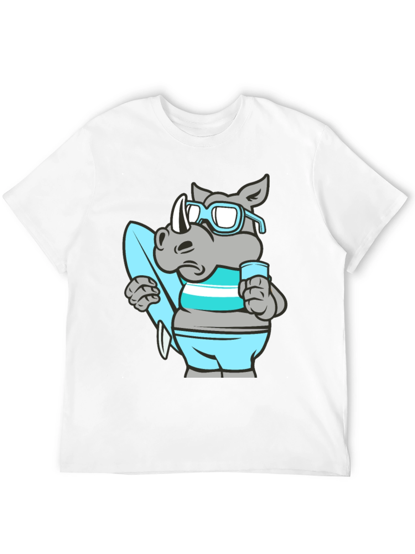 Surfing Rhino Black T-Shirt