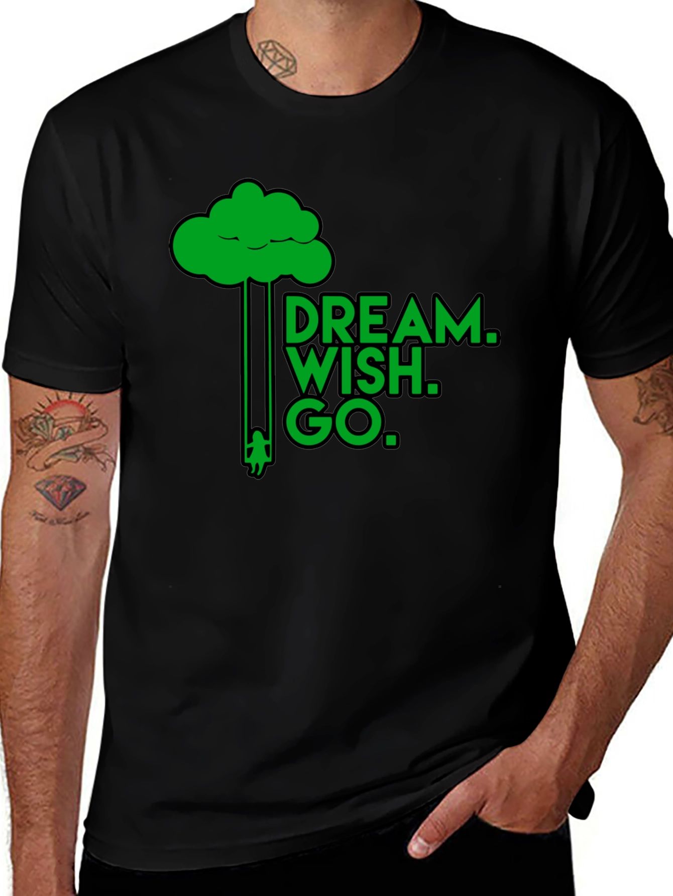 Dream Wish Go Graphic Tee - Black Cotton T-Shirt
