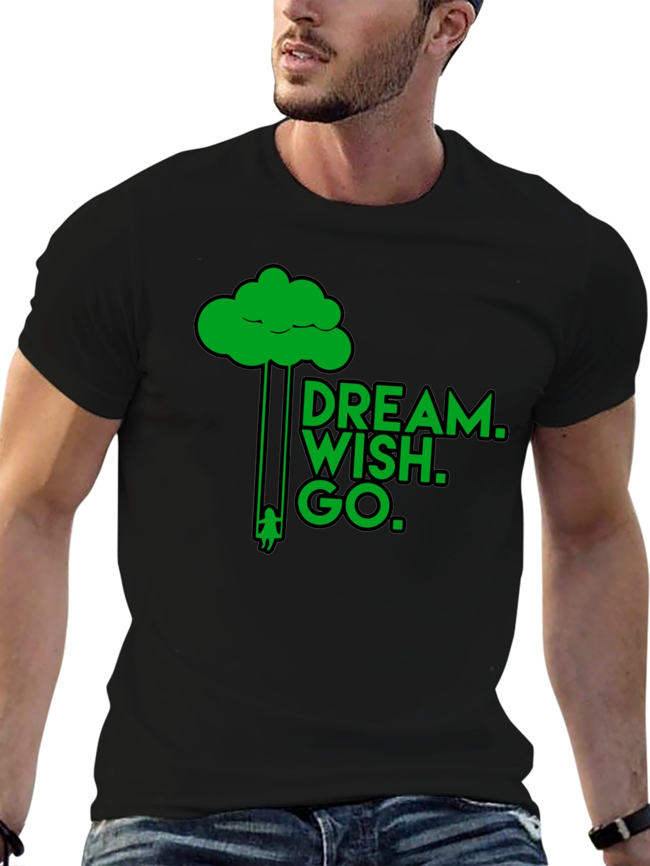 Dream Wish Go Graphic Tee - Black Cotton T-Shirt
