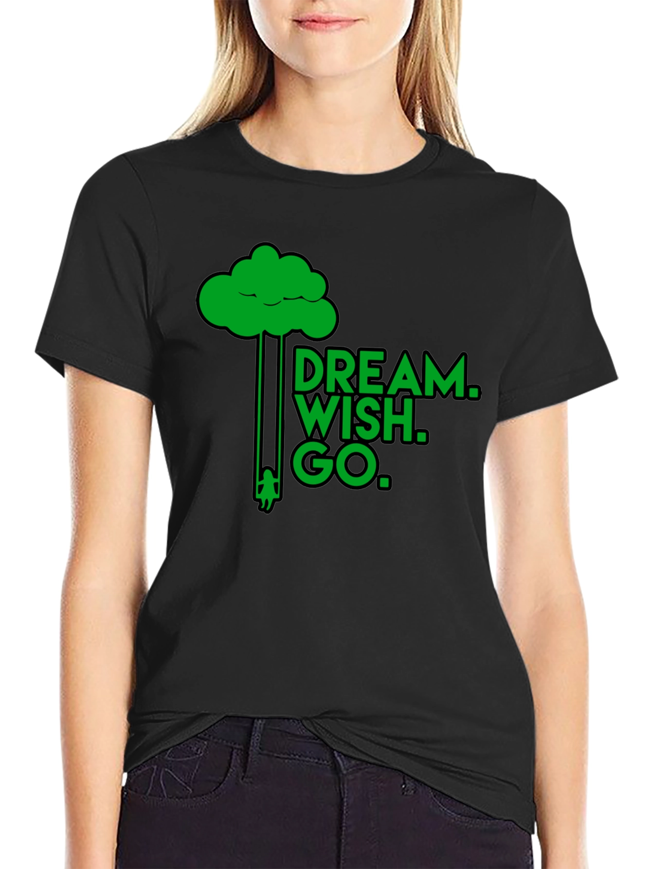 Dream Wish Go Graphic Tee - Black Cotton T-Shirt