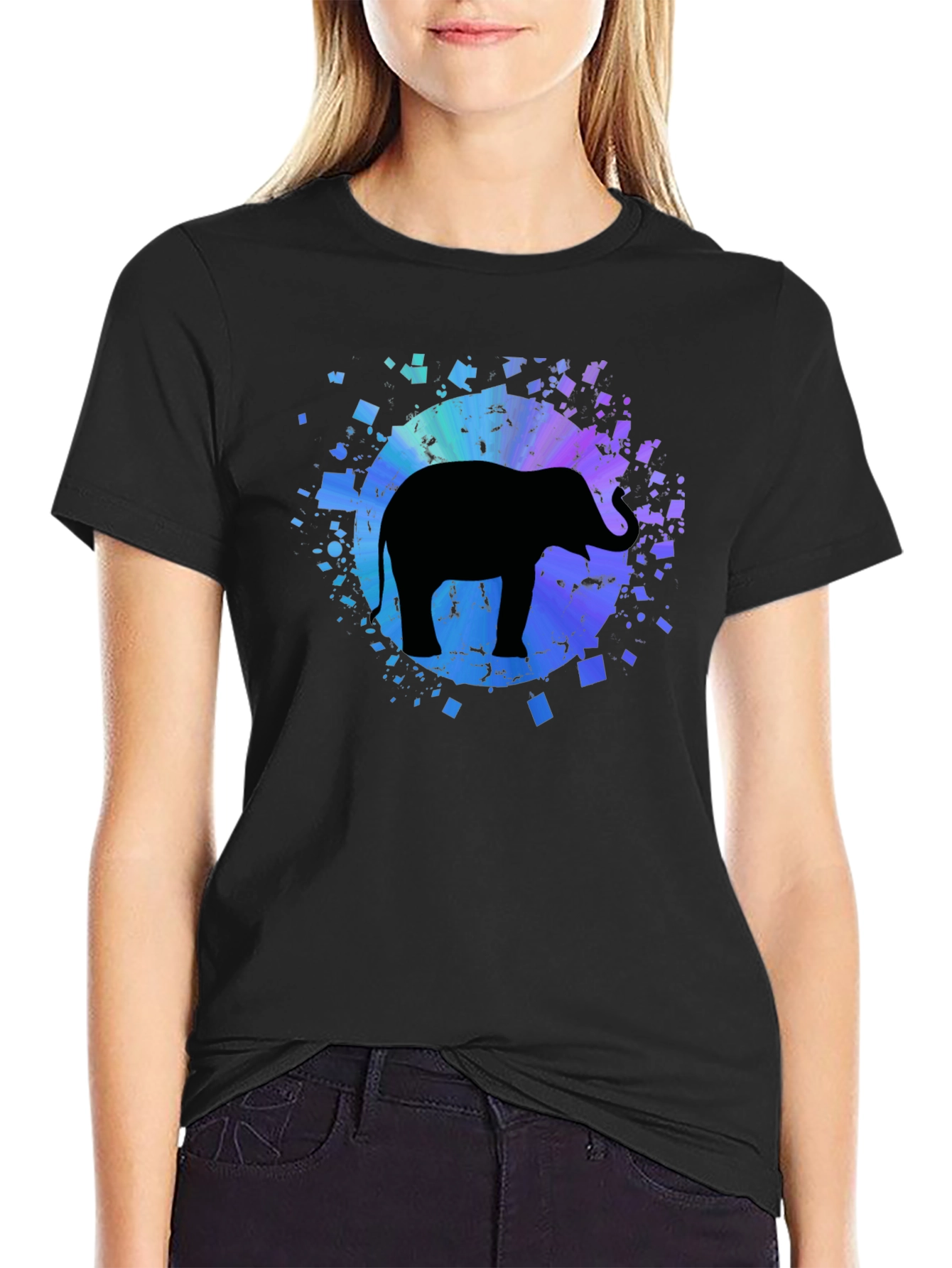 Elephant Graphic Tee - Mens Black Cotton T-Shirt