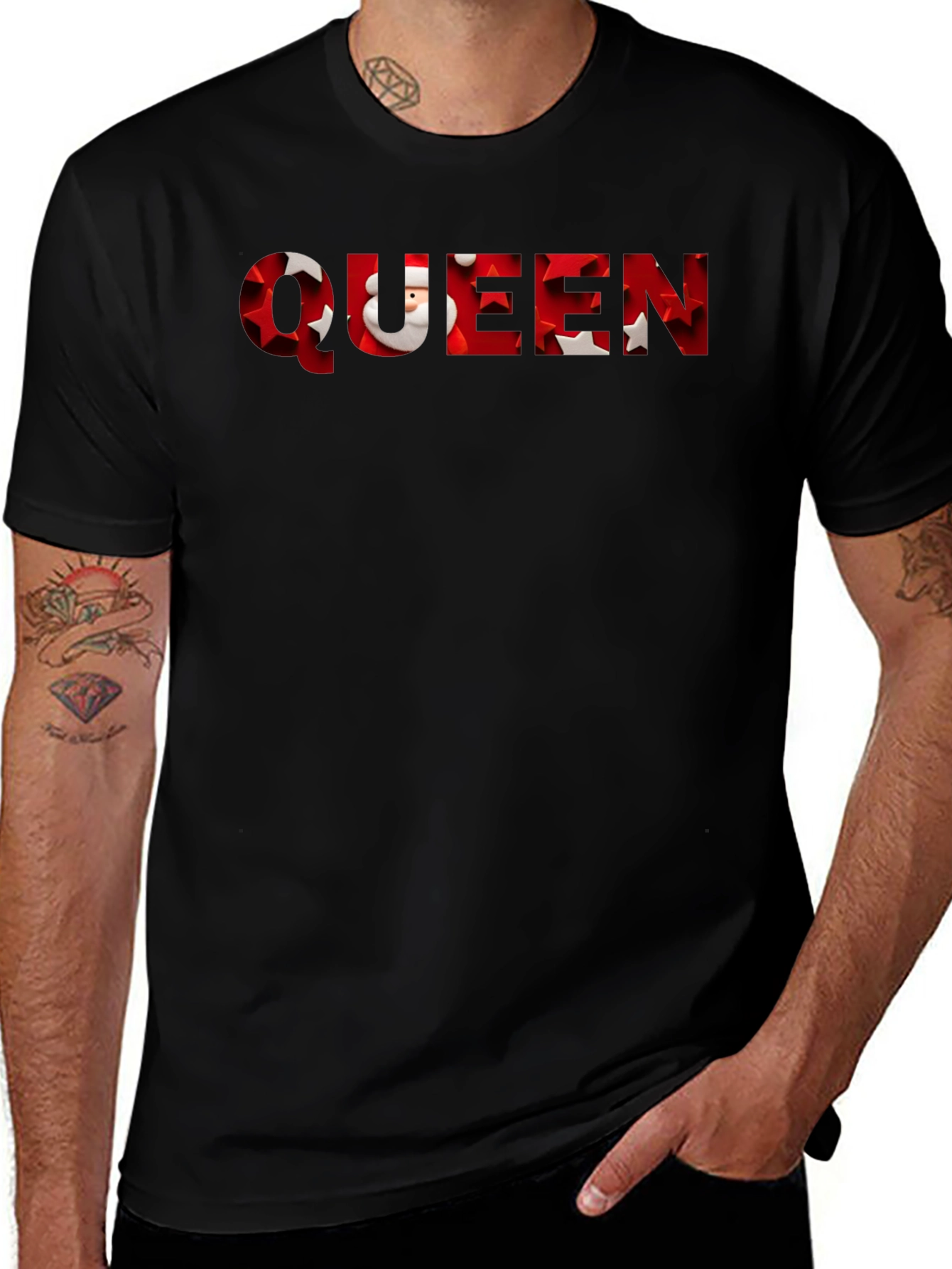 Queen Santa Christmas Mens T-Shirt