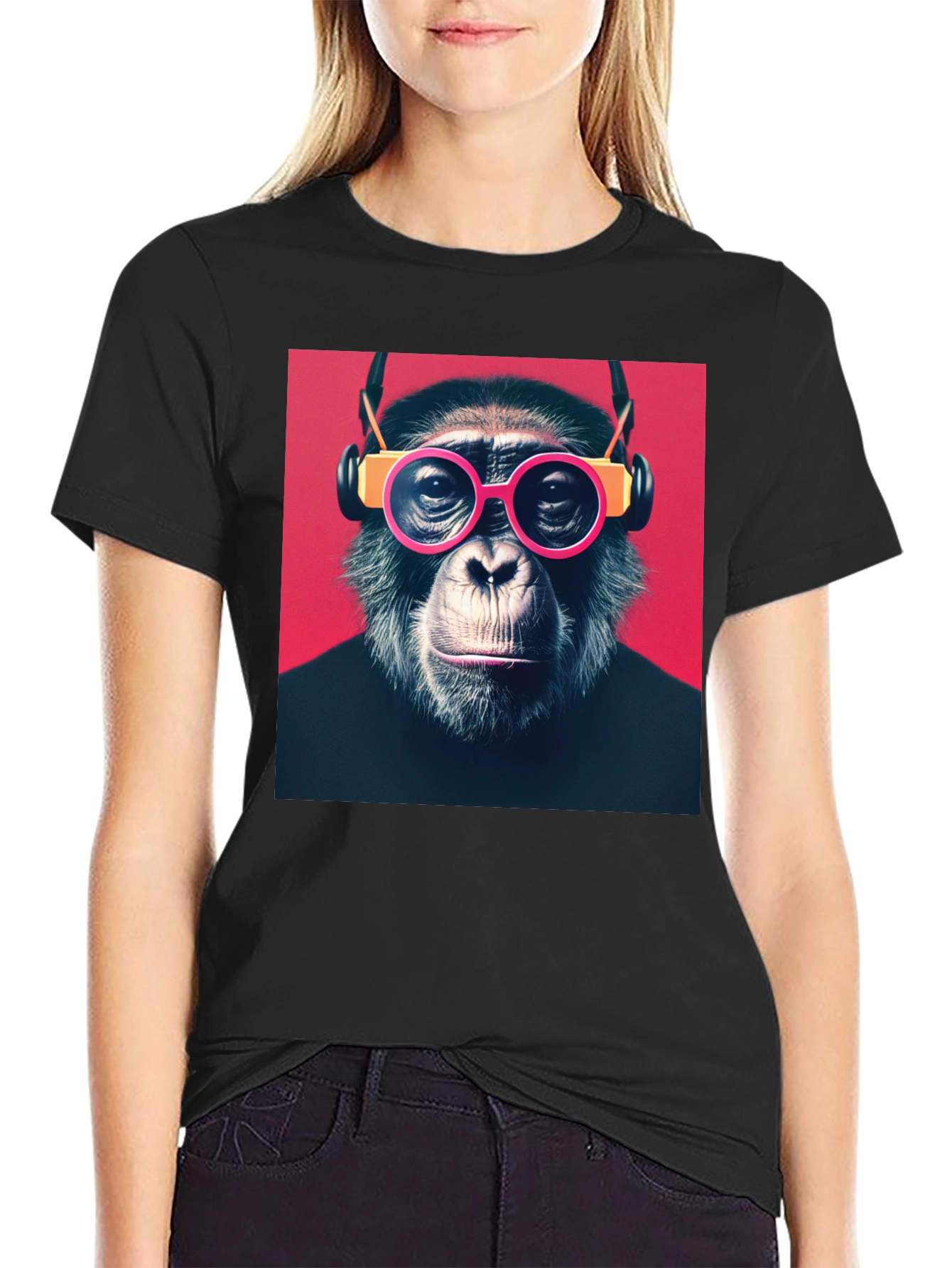 Monkey with Glasses Graphic T-Shirt