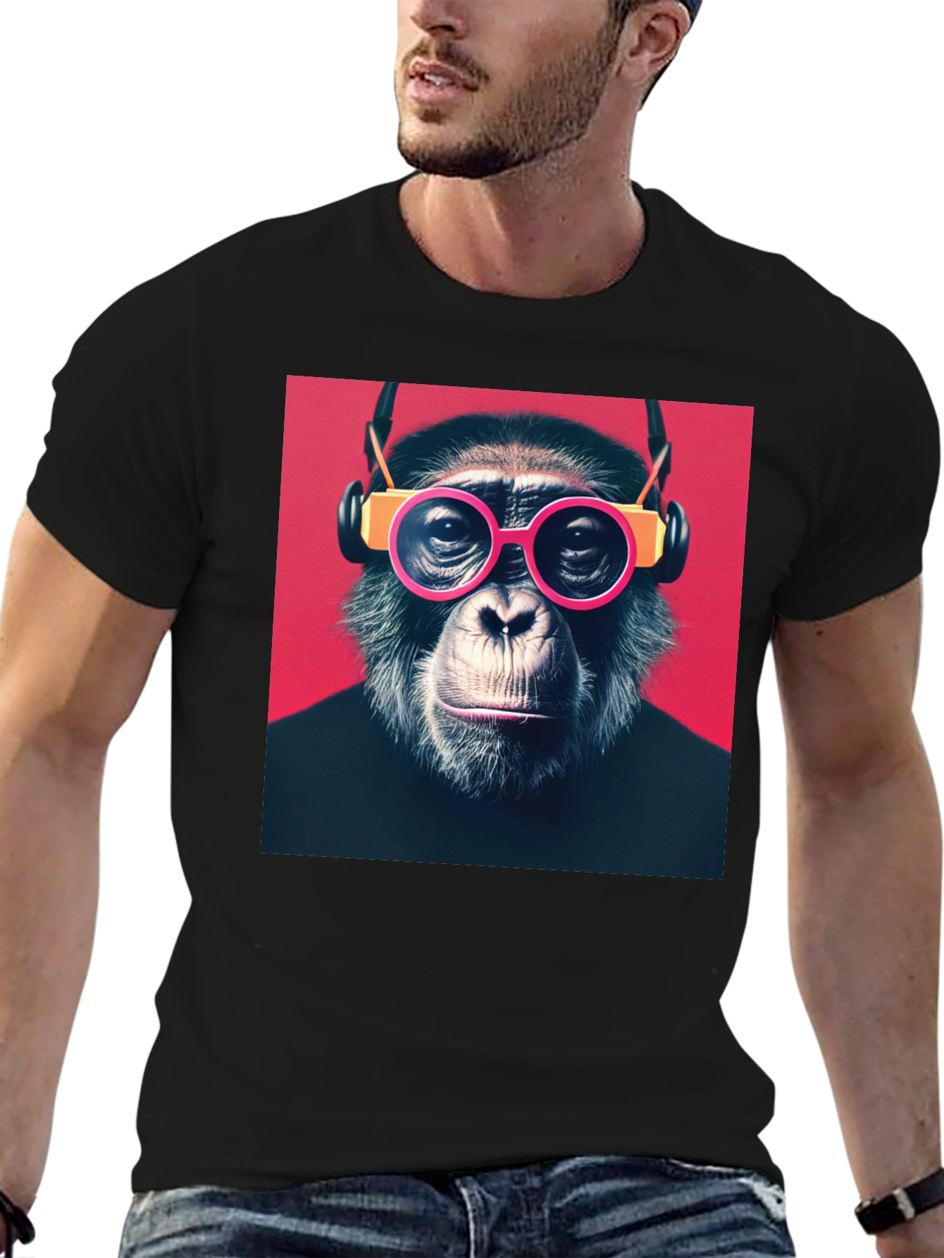 Monkey with Glasses Graphic T-Shirt
