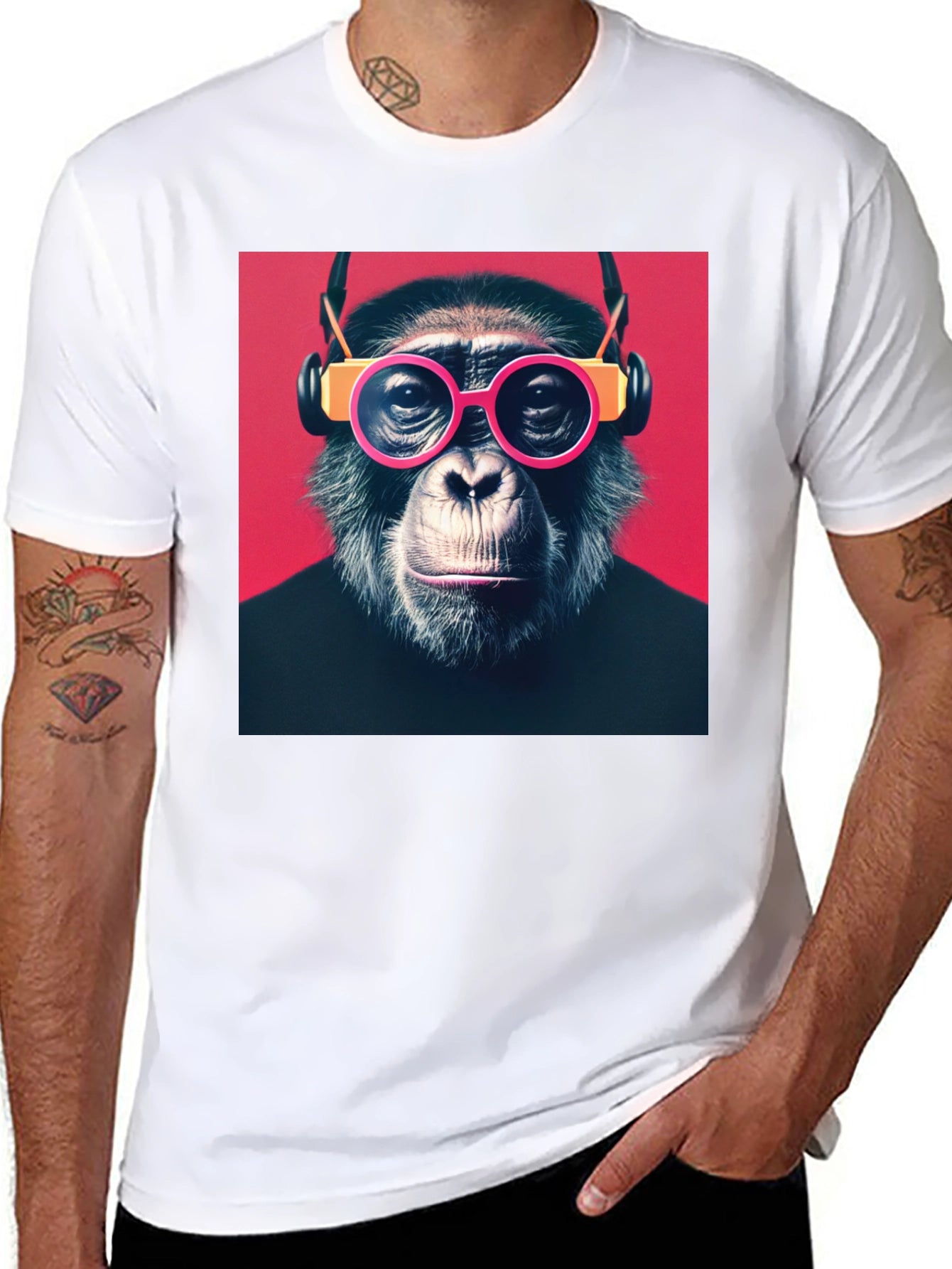 Monkey with Glasses Graphic T-Shirt