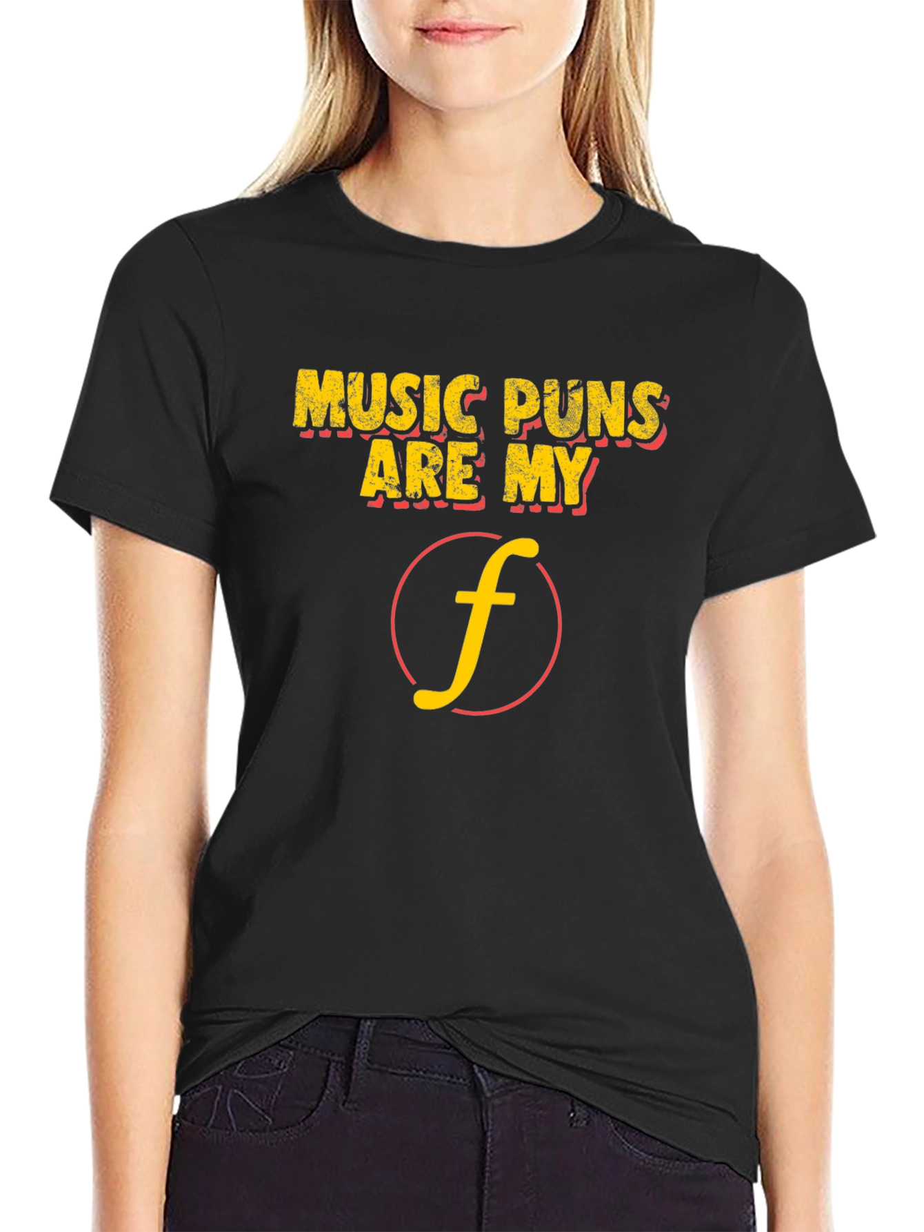 Music Puns Are My Forte Black T-Shirt
