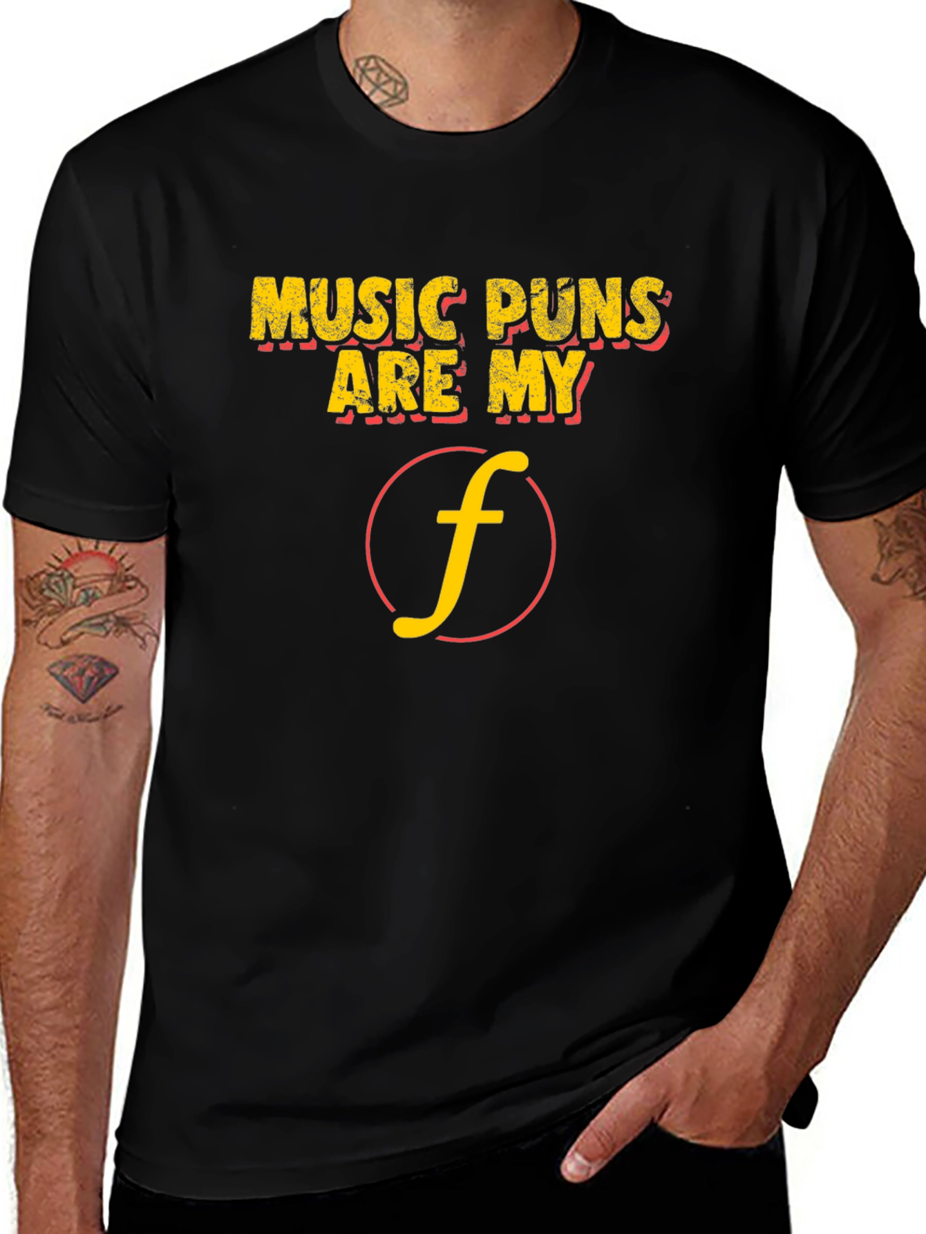 Music Puns Are My Forte Black T-Shirt