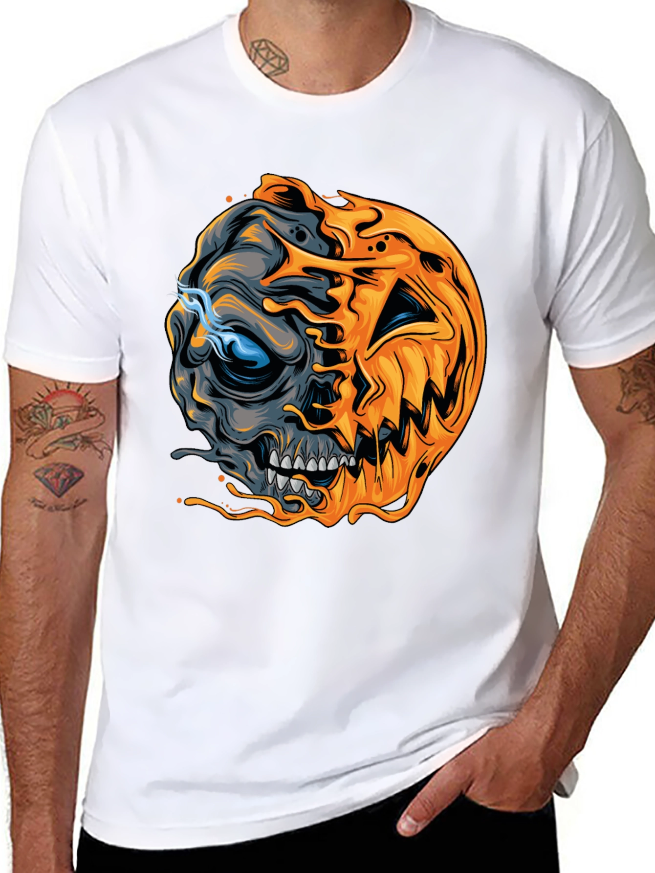 Skull Pumpkin Halloween T-Shirt