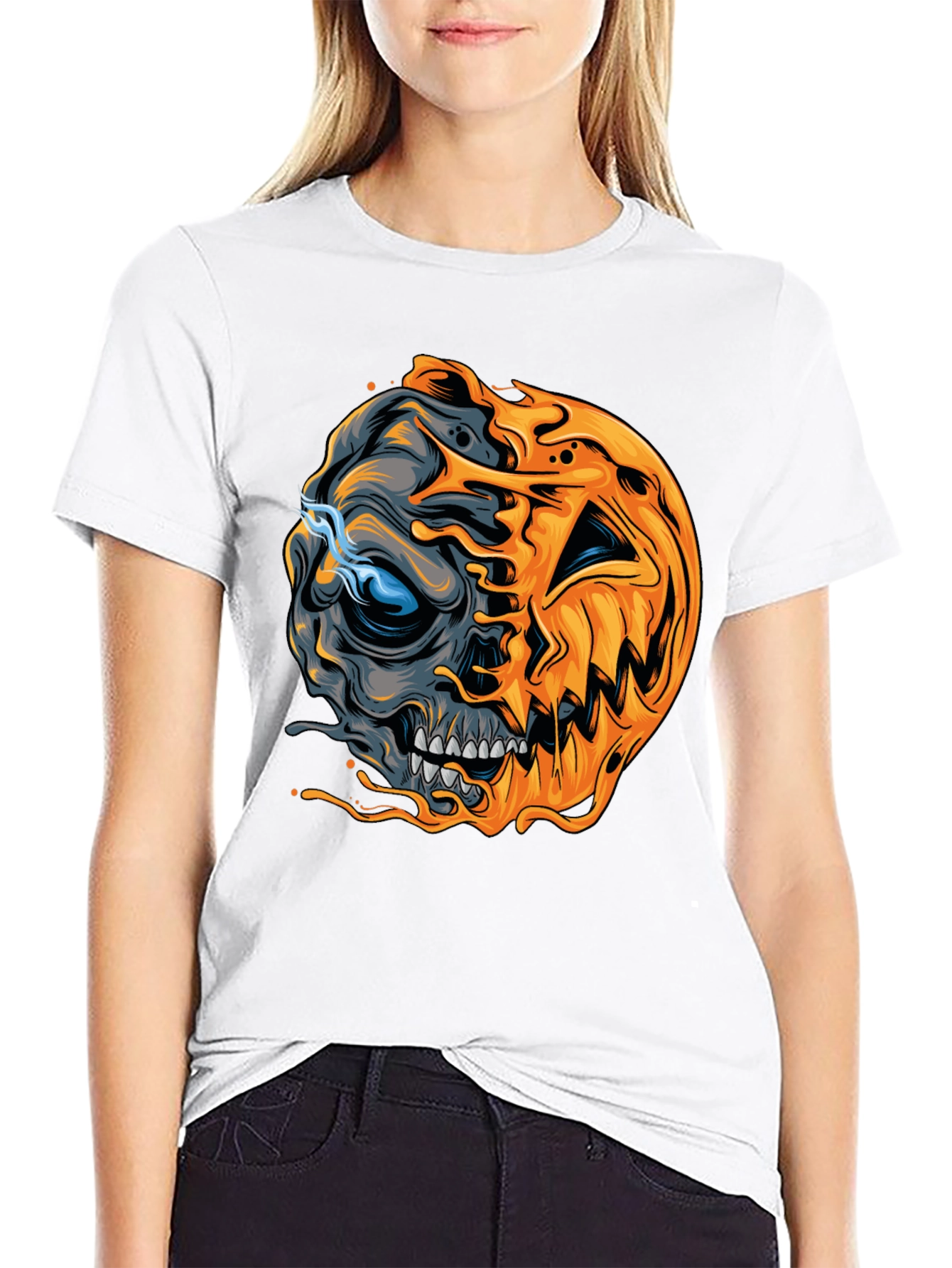 Skull Pumpkin Halloween T-Shirt