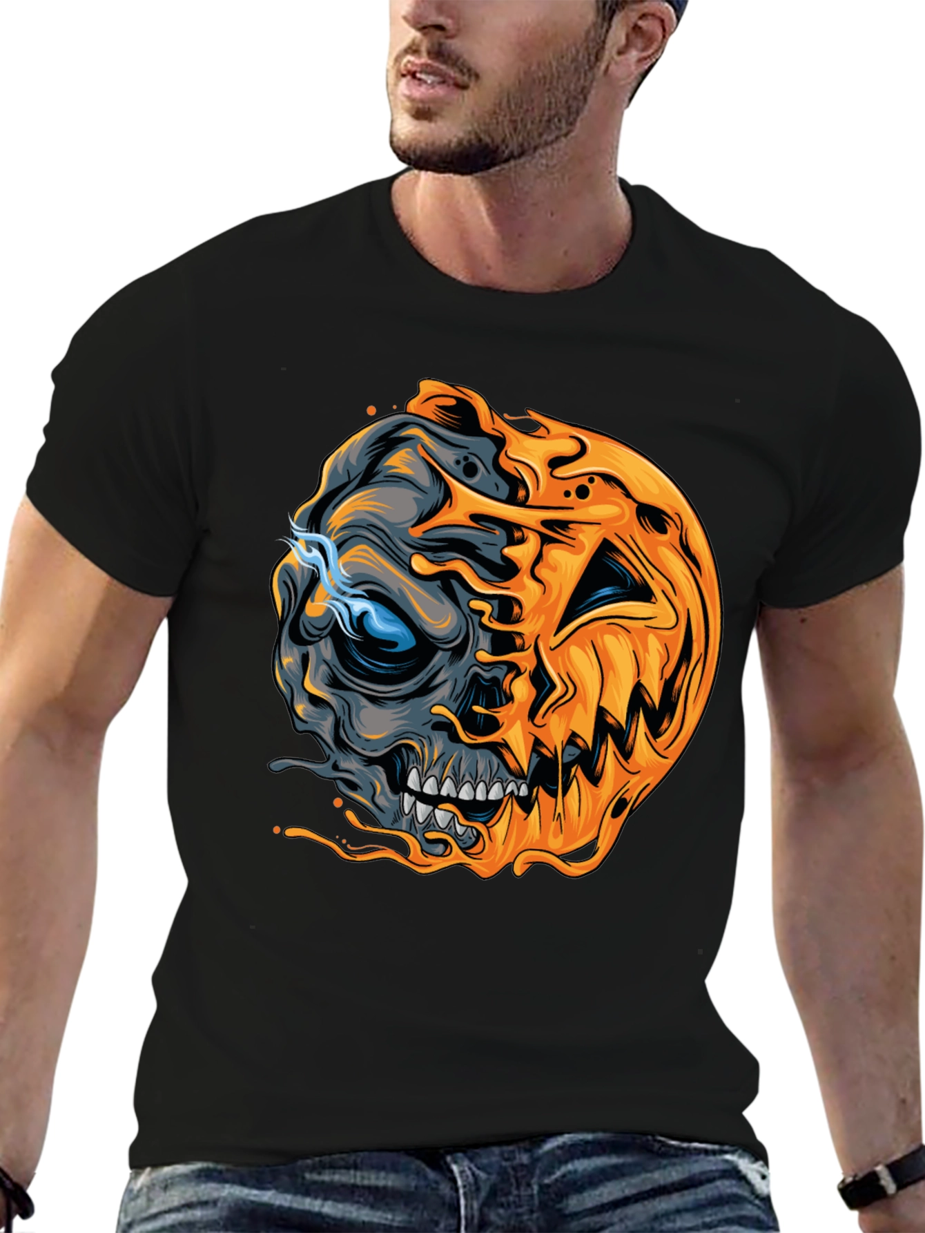 Skull Pumpkin Halloween T-Shirt