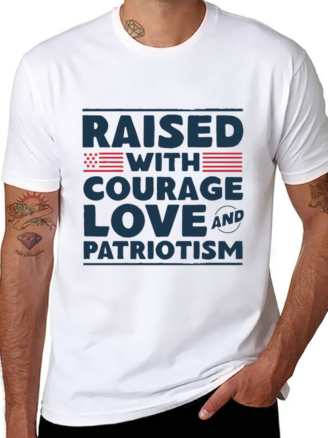 Raised with Courage Love & Patriotism T-Shirt