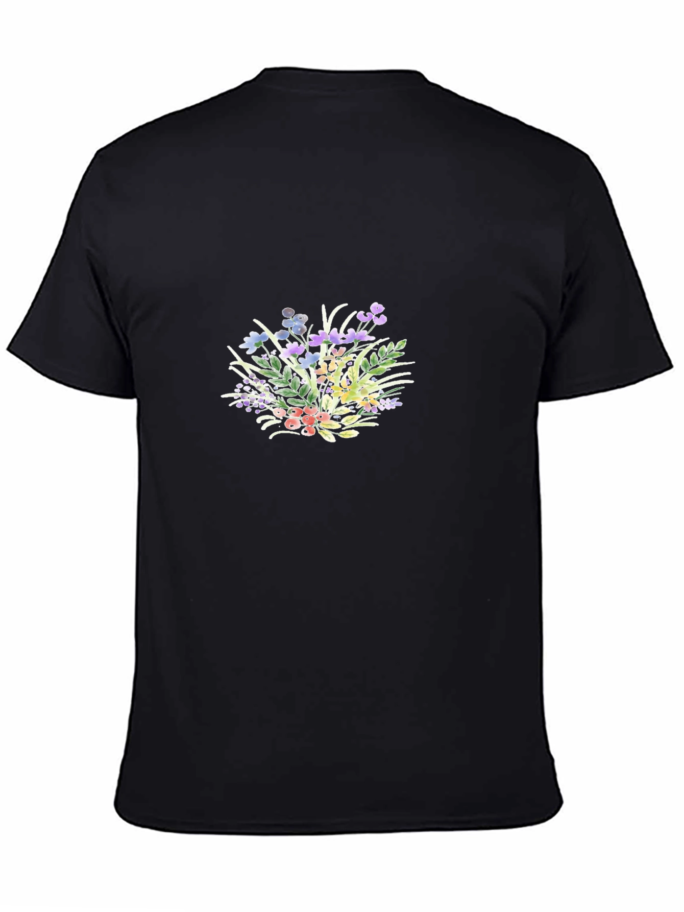 Floral Design Black T-Shirt