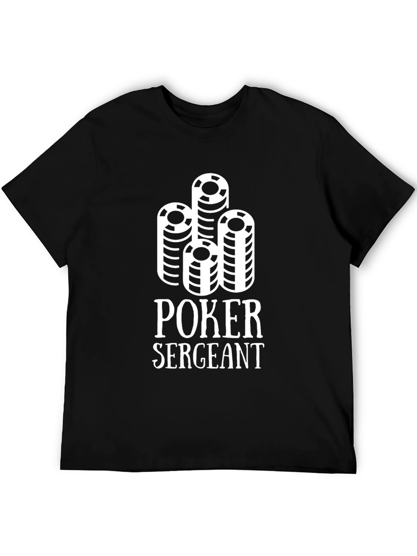 Poker Sergeant Graphic T-Shirt - Black Crew Neck Tee