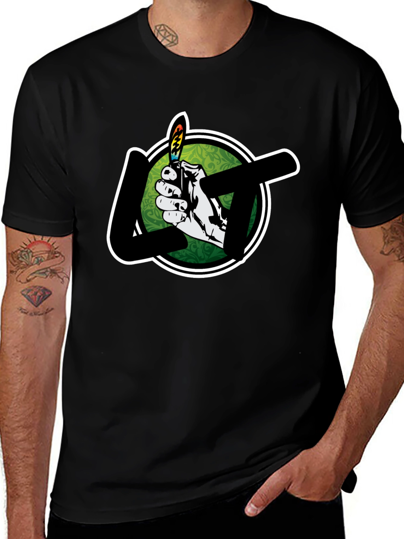 Lighter Graphic Tee - Stylish Black T-Shirt