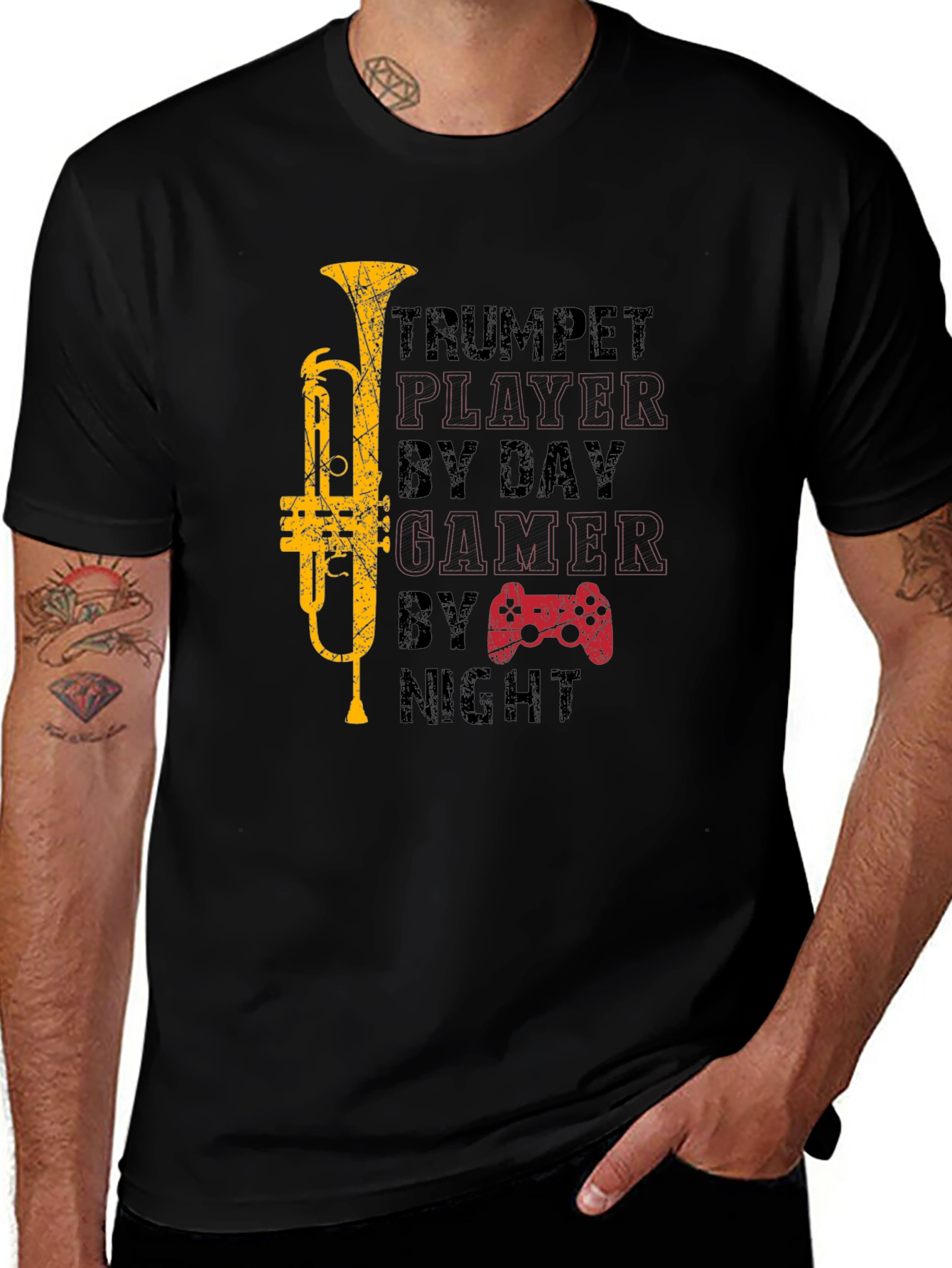 Trumpet Player Gamer Graphic Tee
