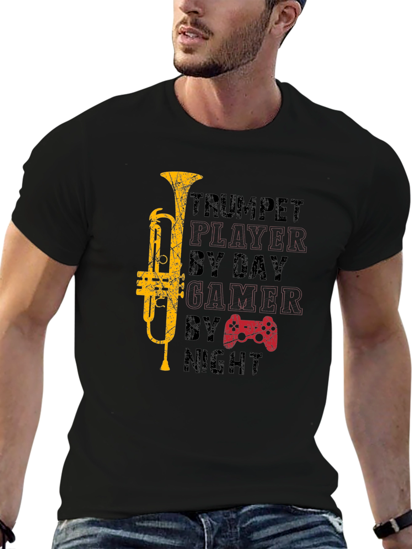 Trumpet Player Gamer Graphic Tee