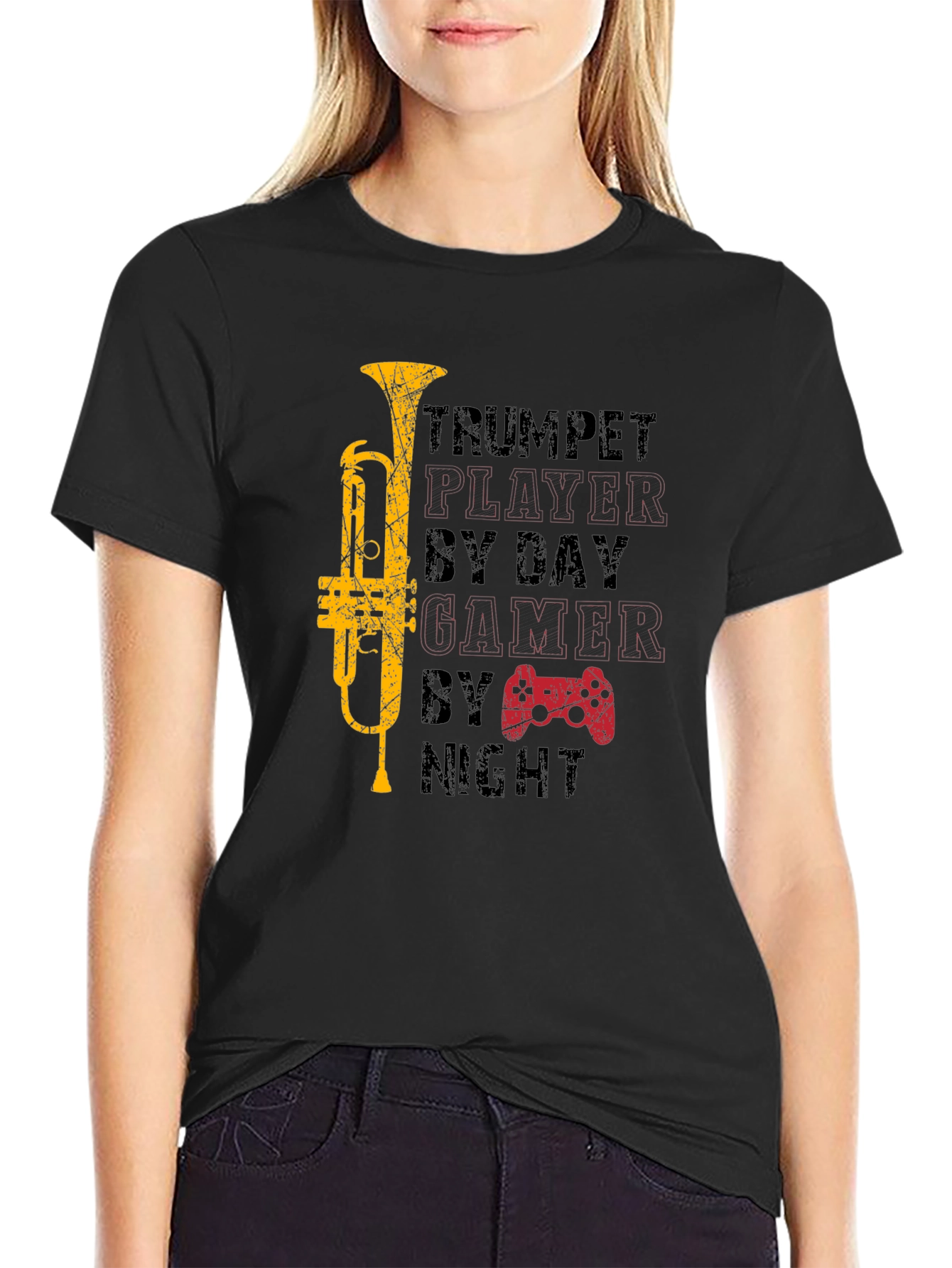 Trumpet Player Gamer Graphic Tee