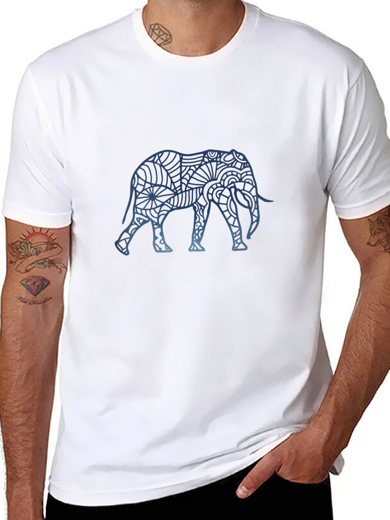 Elephant Mandala Graphic Tee - Stylish Black T-Shirt