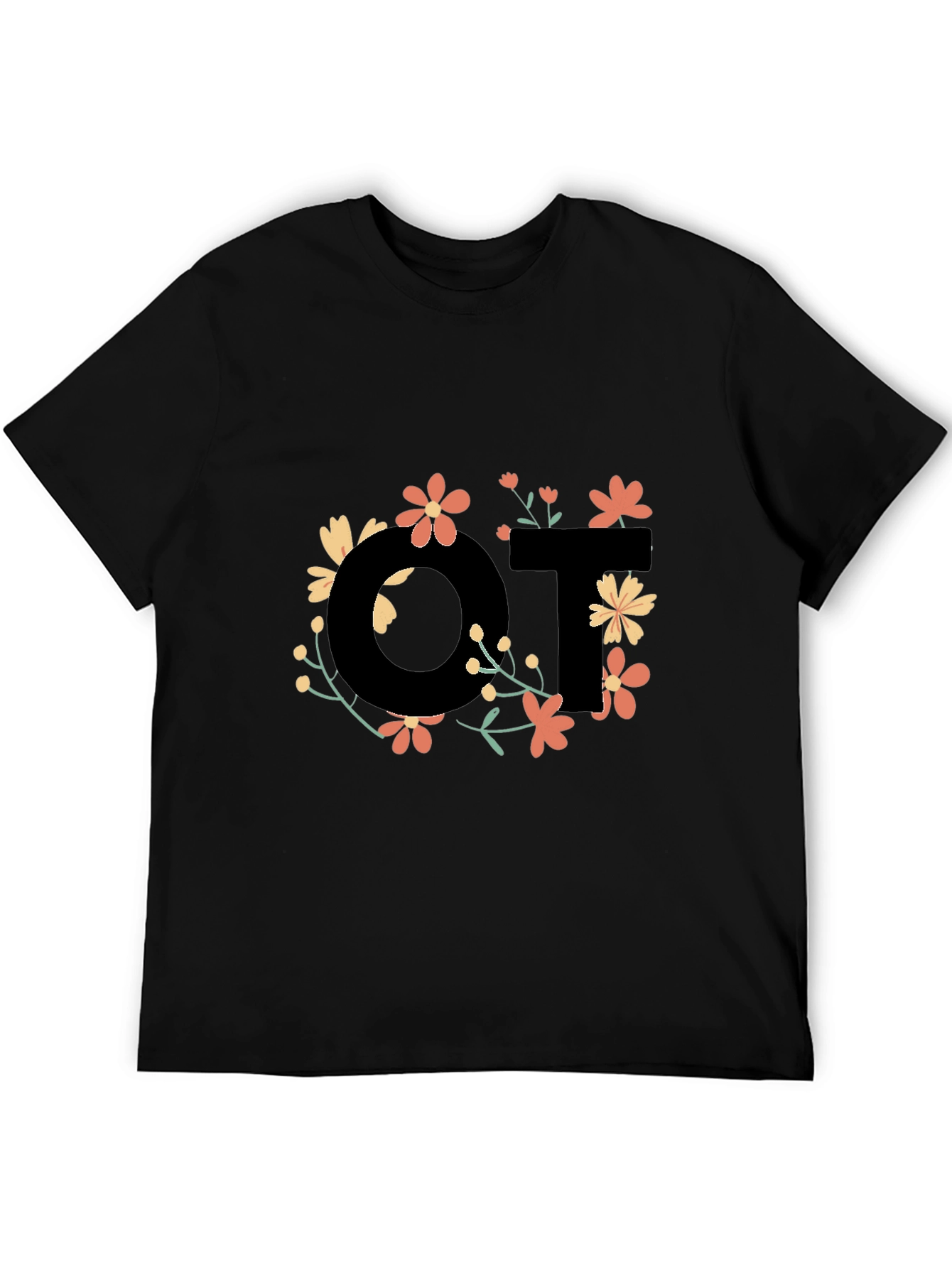 Floral OT Black T-Shirt