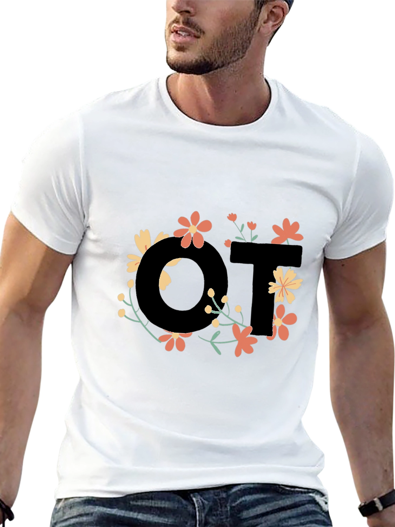 Floral OT Black T-Shirt